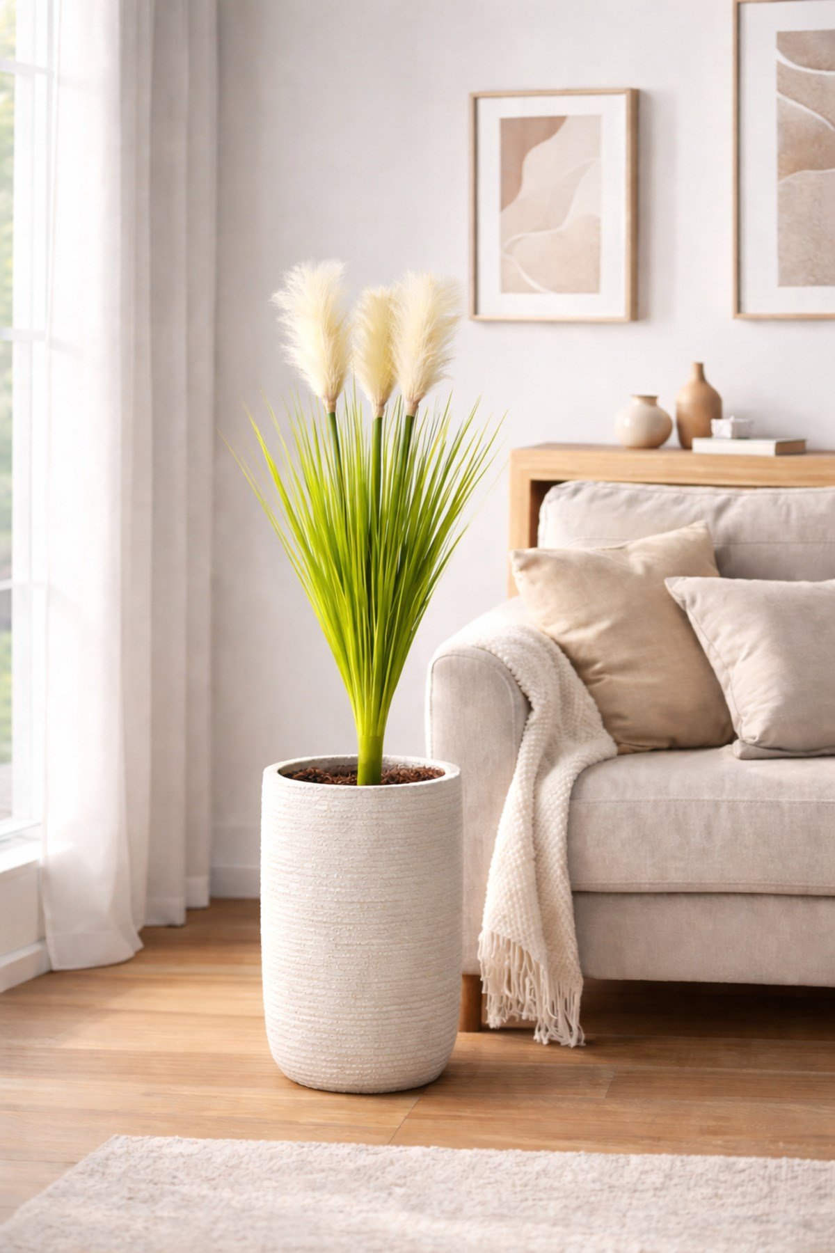 Dekoratif Yapay Pampas 80 cm 3 Dal Pampastan Oluşur