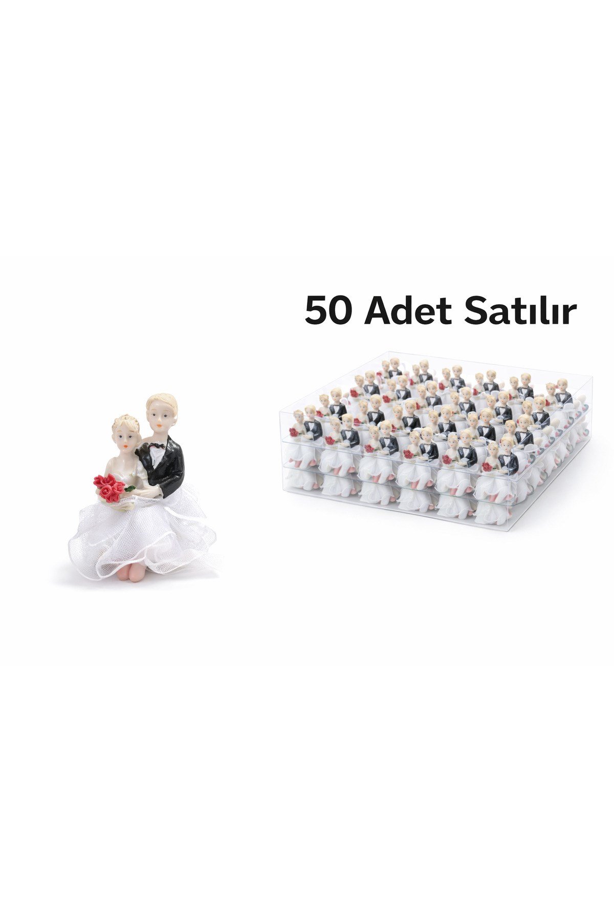Mini Gelin Damat Figürü 50 Adet Set – Nikah Şekeri, Düğün Hediyelik, Mini Boy