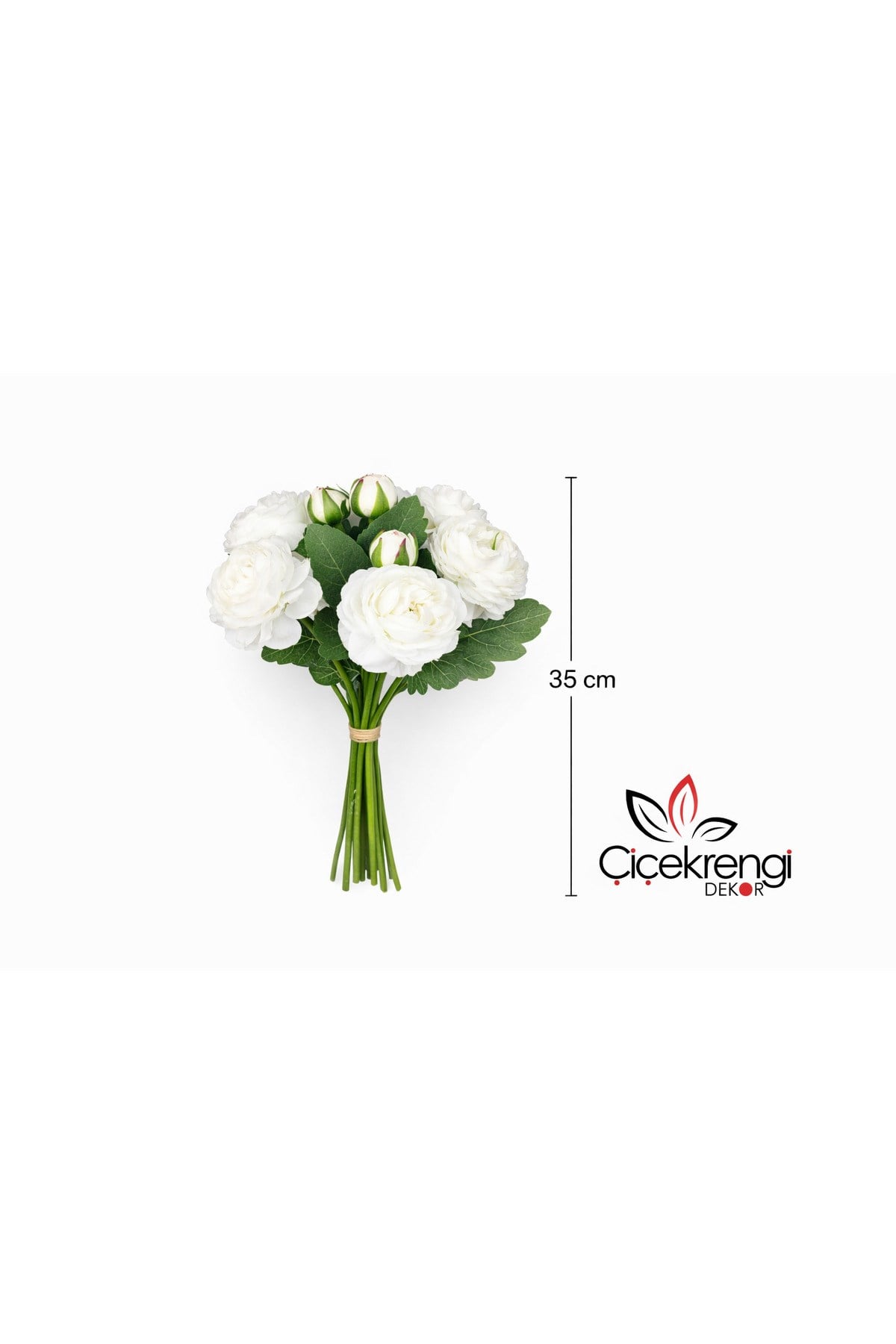 Premium Beyaz Şakayık Buketi Yapay Çiçek Gelin Buketi 35 cm