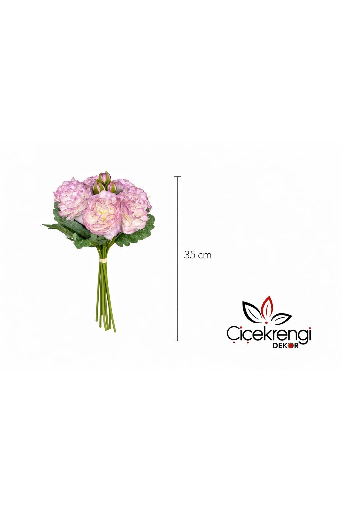 Premium Pembe Şakayık Yapay Çiçek Gelin Buketi 35 cm – Tomurcuklu Gerçek Görünümlü Dekoratif Buket