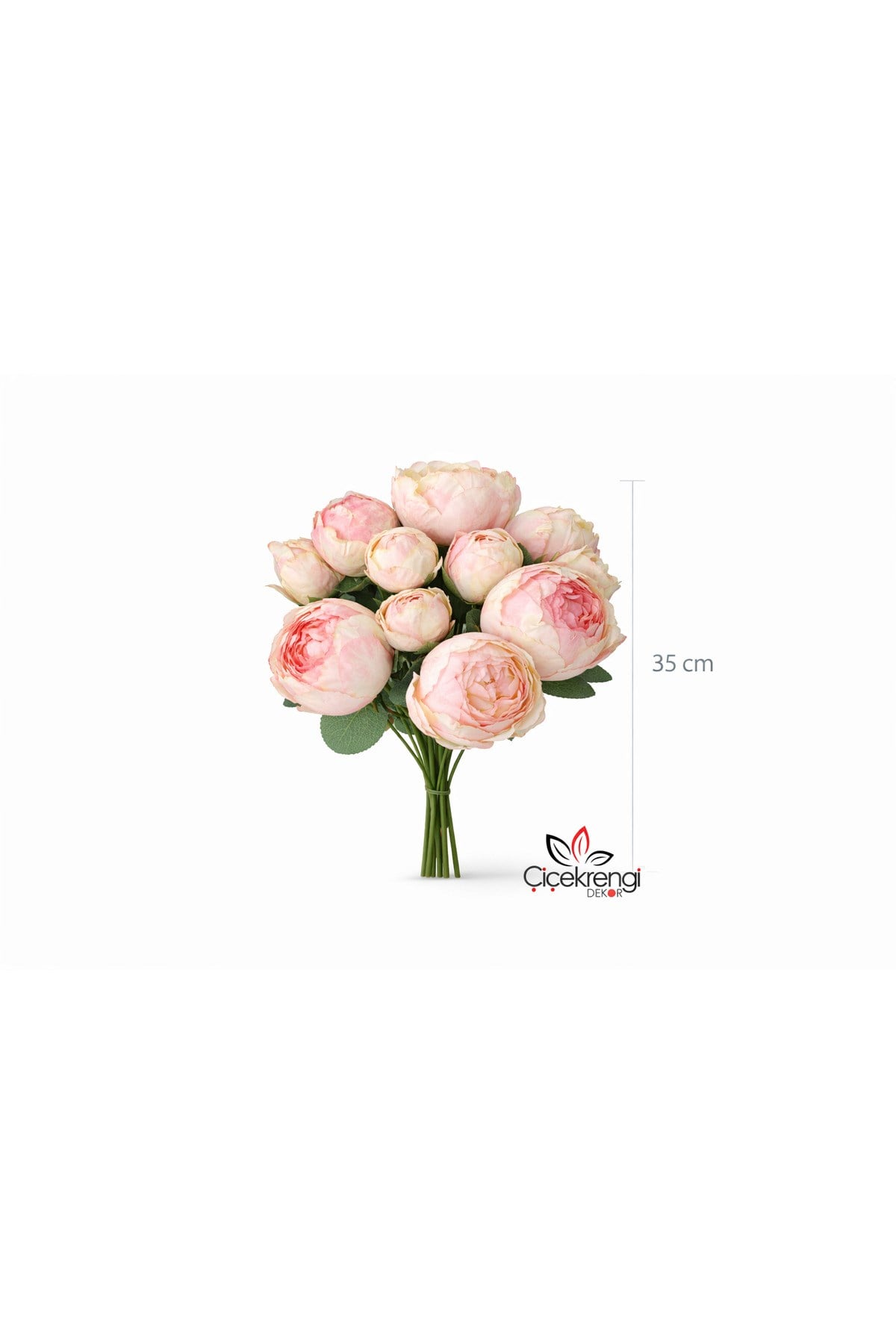 Premium Şakayık Gelin Buketi 35 cm – Yapay Pudra Pembe Şakayık Demeti |