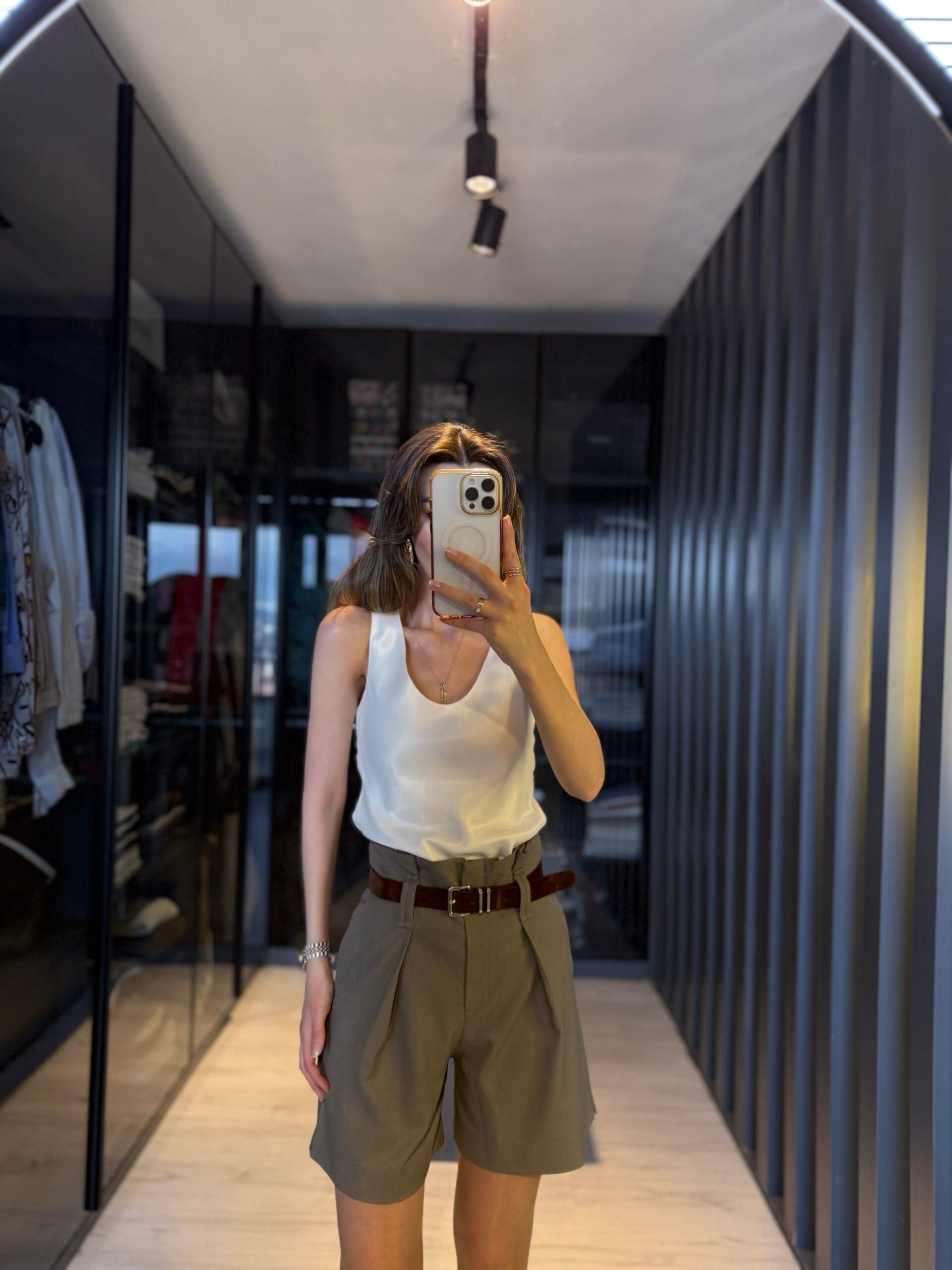 Saten askılı bluz