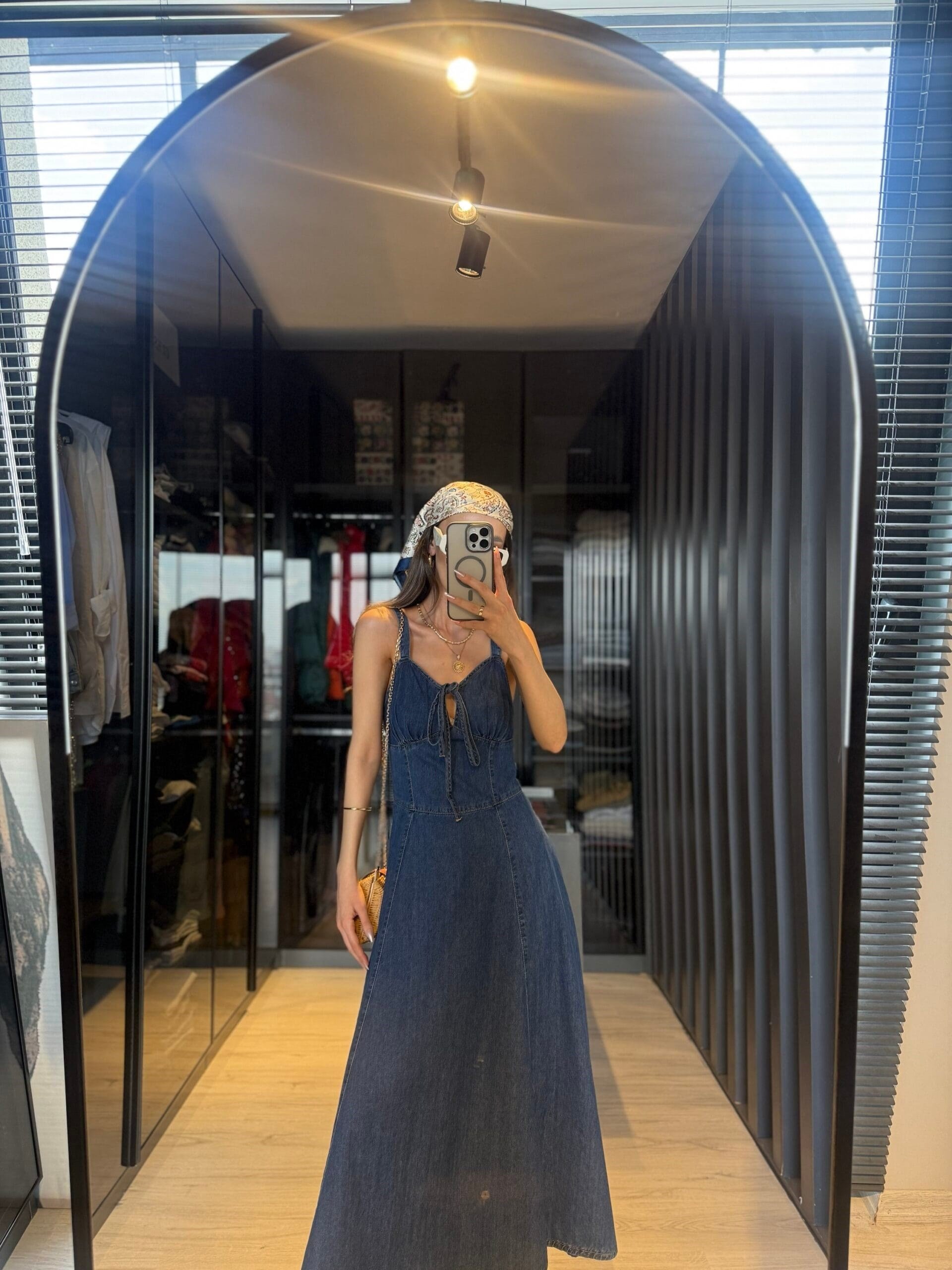 Verev kesim denim elbise