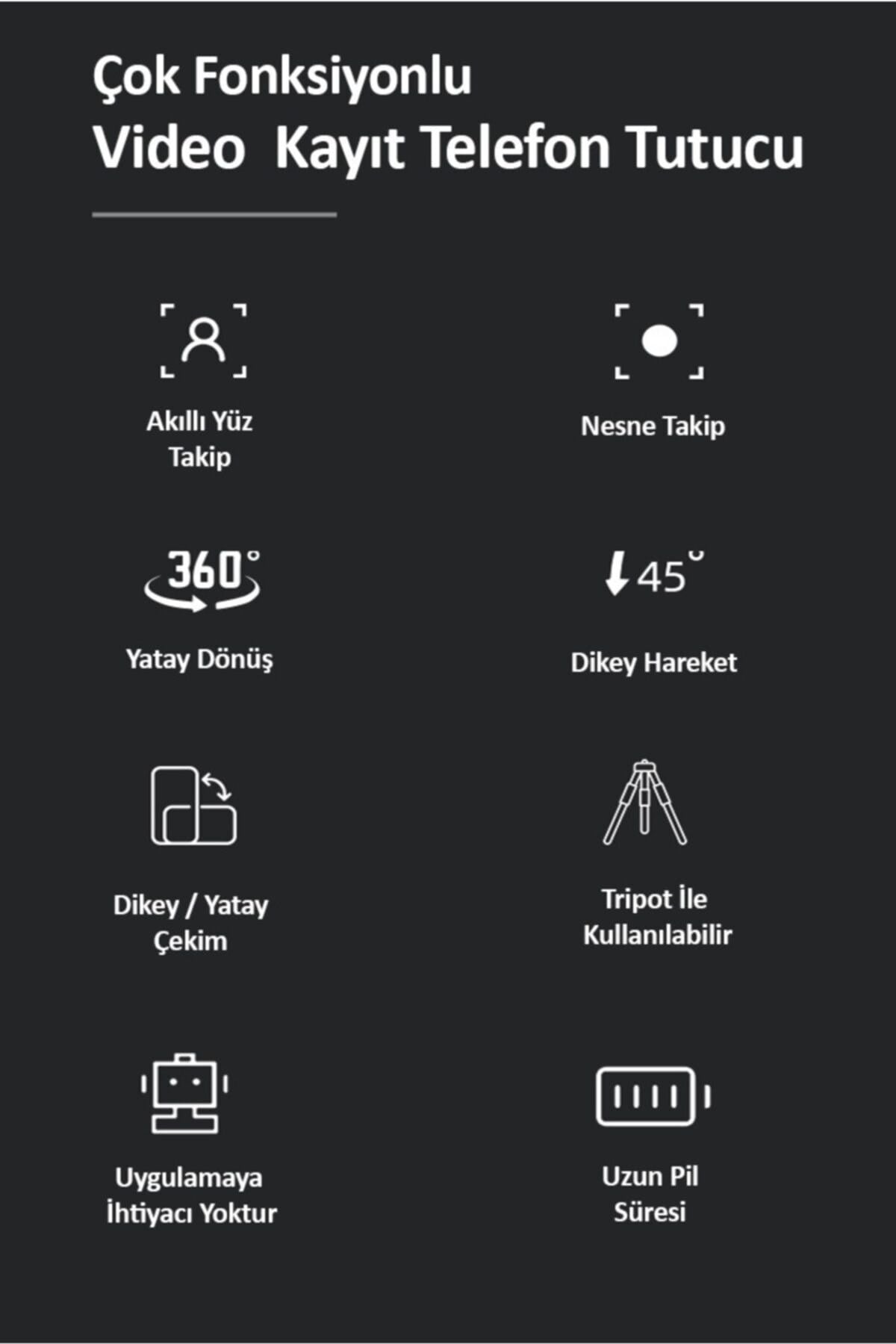 -akıllı 360° Yüz Ve Vucut Takipli Şarjlı Yapay Zeka Destekli Canlı Yayın Telefon Gimbal