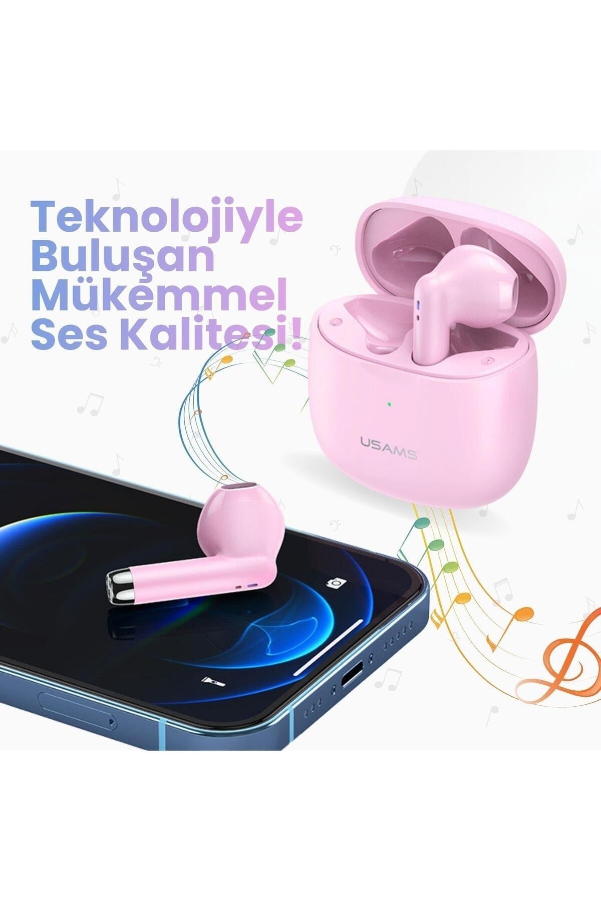 -IA04 IOS/Android Uyumlu BT5.0 TWS Bluetooth Kulaklık-Pembe