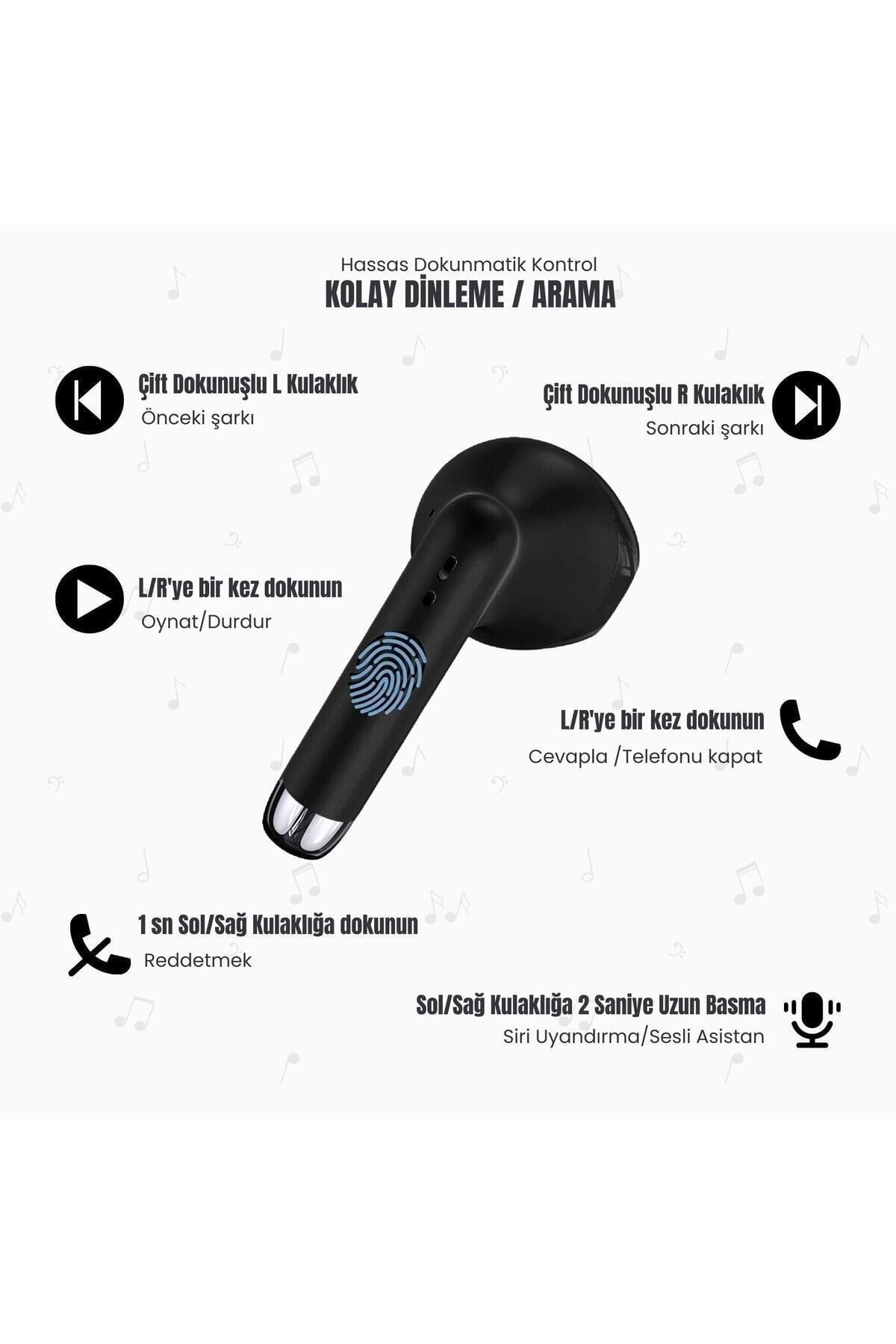 -IA04 IOS/Android Uyumlu BT5.0 TWS Bluetooth Kulaklık-Siyah