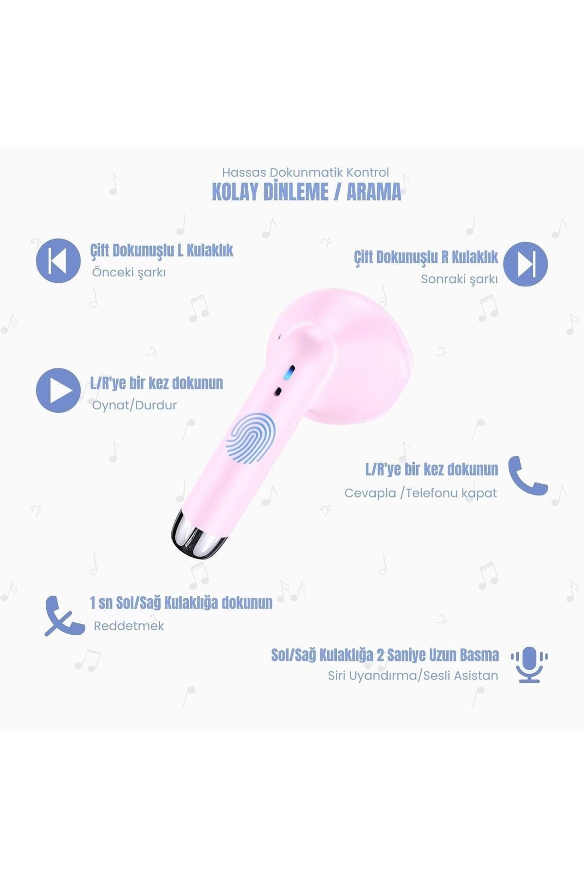 -IA04 IOS/Android Uyumlu BT5.0 TWS Bluetooth Kulaklık-Pembe