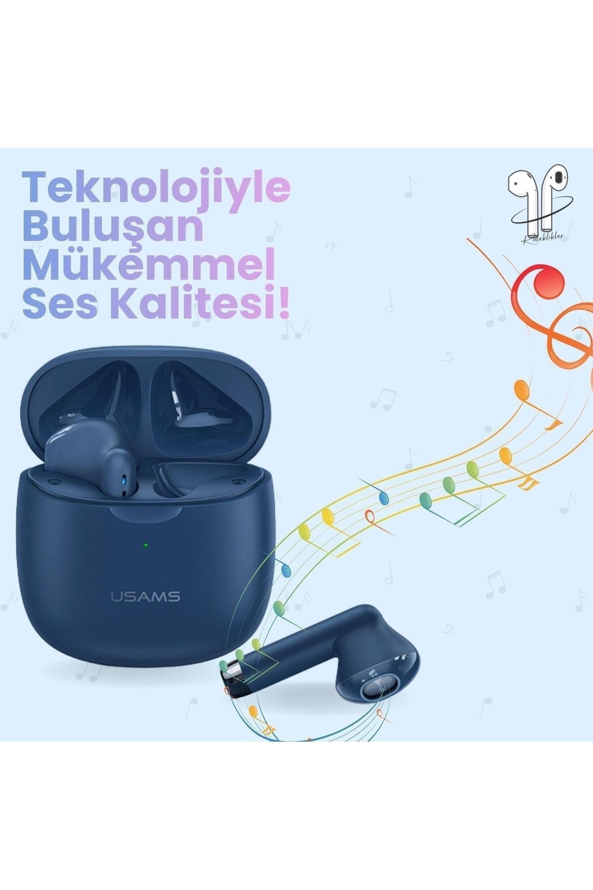 -IA04 IOS/Android Uyumlu BT5.0 TWS Bluetooth Kulaklık-Mavi