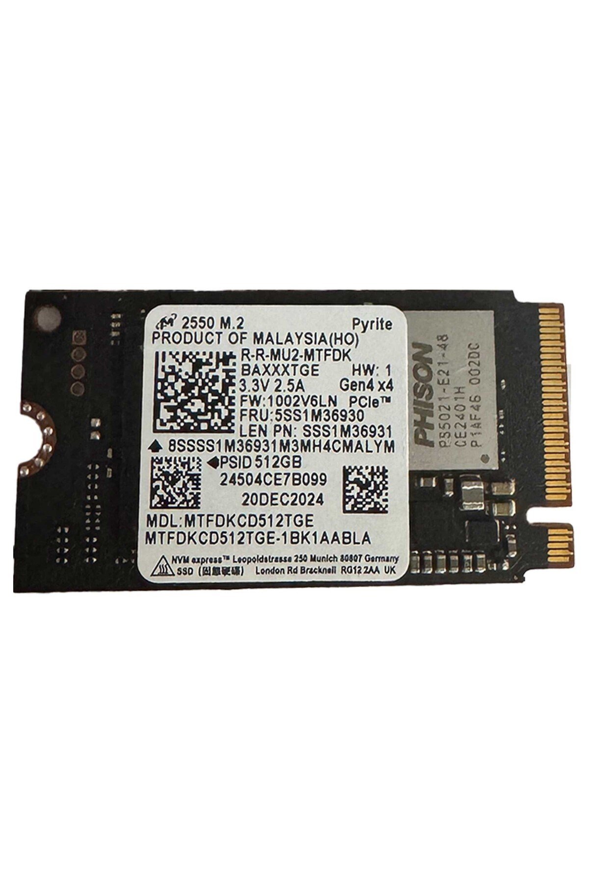 2550 512GB 5000/4000MB/s Gen4x4 M.2 22x42 SSD
