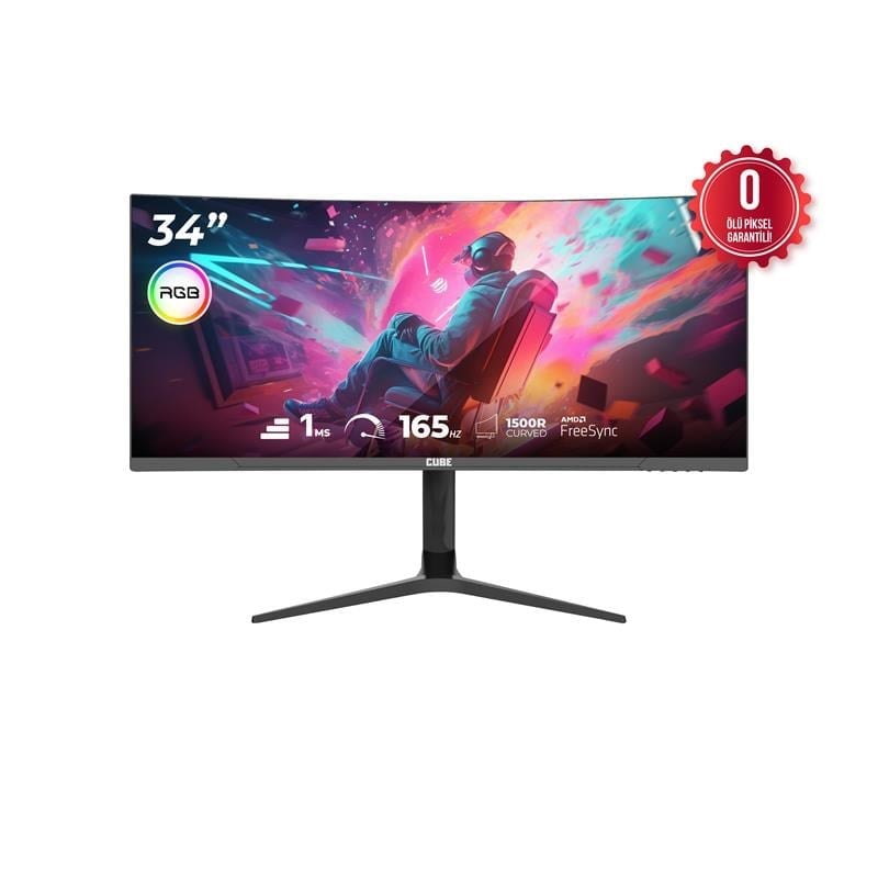 34 Cube Pa-34v165c Va 1ms 165hz Hdmi Dp Type-c Usb 2k Wqhd 3440x1440 Freesync Curved Yukseklik Ayari Vesa Rgb Siyah Gami
