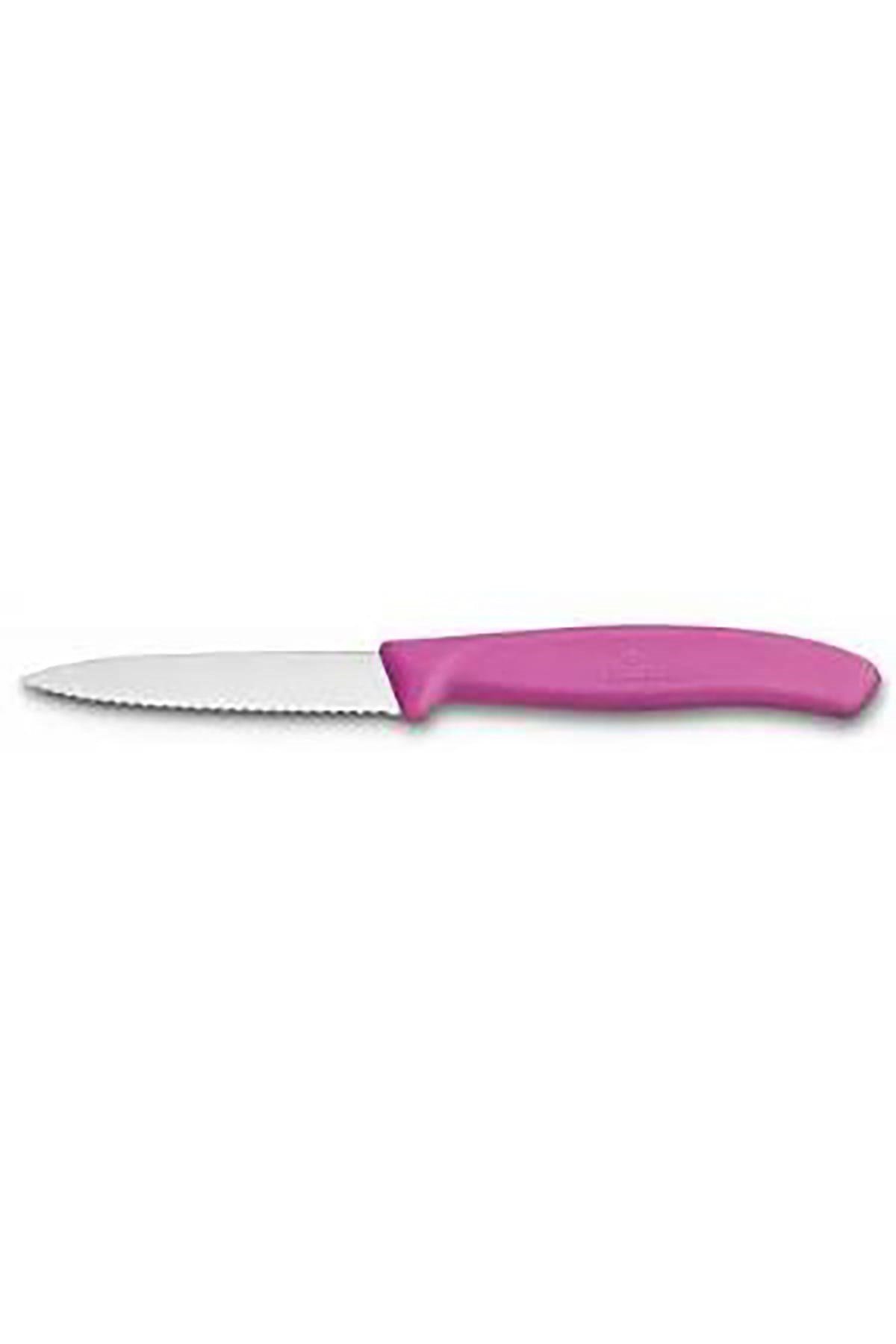 6.7636.L115 Soyma Bıçak 8 Cm Sıvrı Testere Agız Pembe
