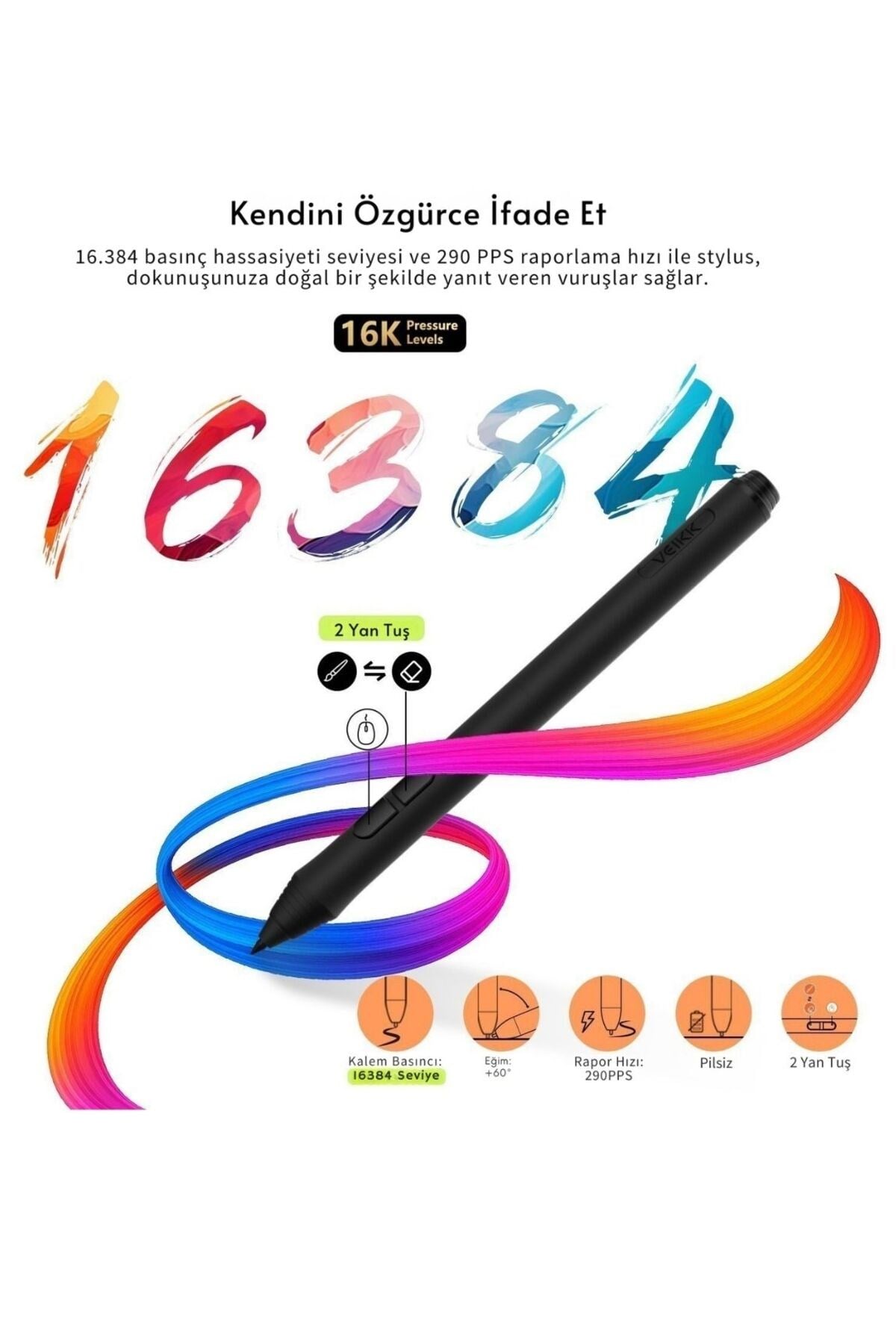 A15 16384 Levels Zoom Uyumlu 5080LPI Grafik Tablet+Kalem