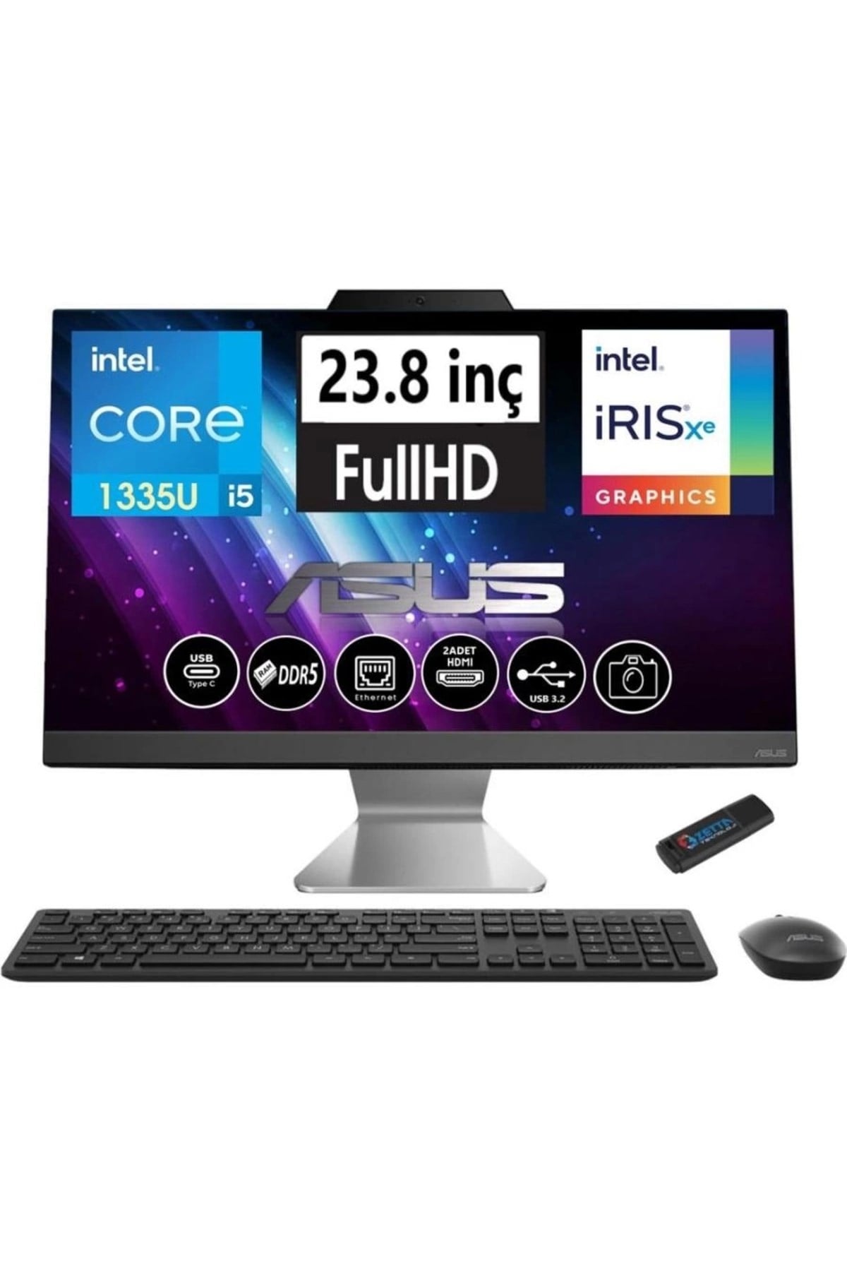 A3402WBAK-I58512B0D Intel Core I5-1335U 8GB DDR5 Ram 512GB SSD 23.8