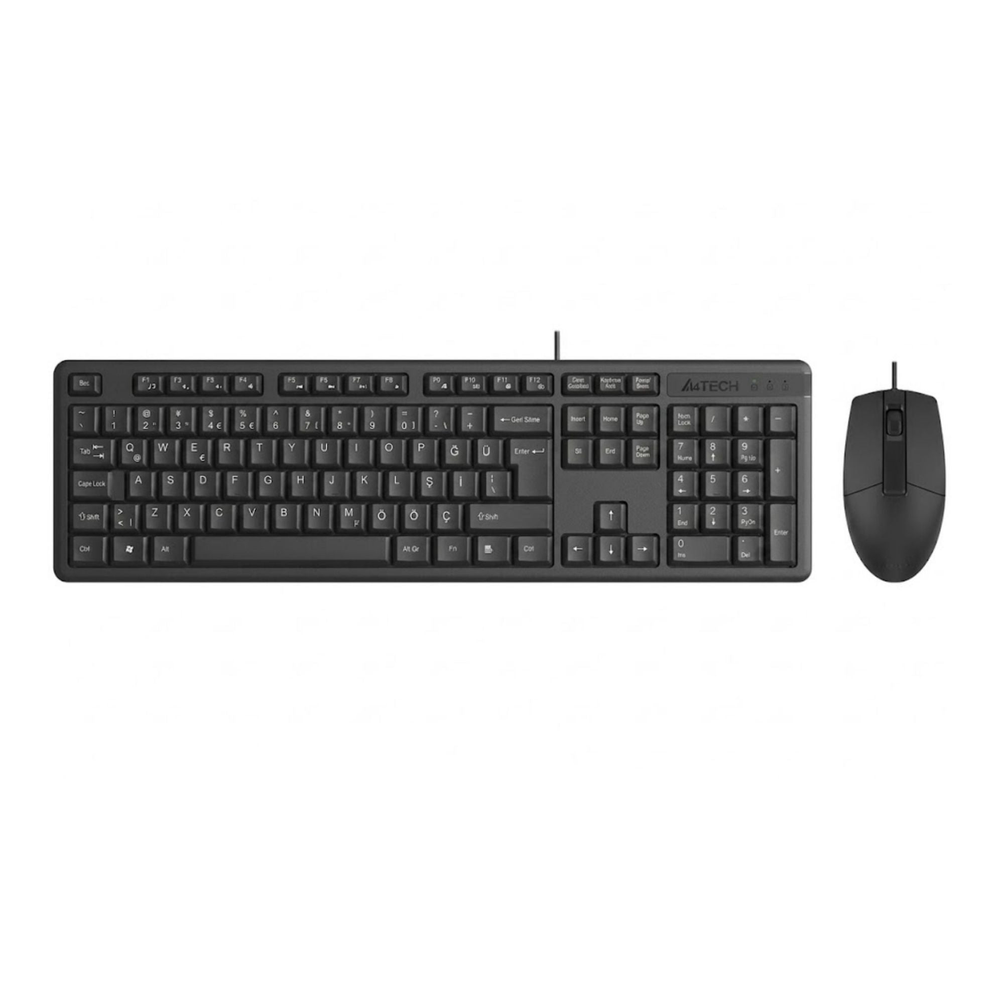 A4 TECH KR-3330S Q Türkçe USB Multimedya Siyah Sessiz Mouse Klavye+ Mouse