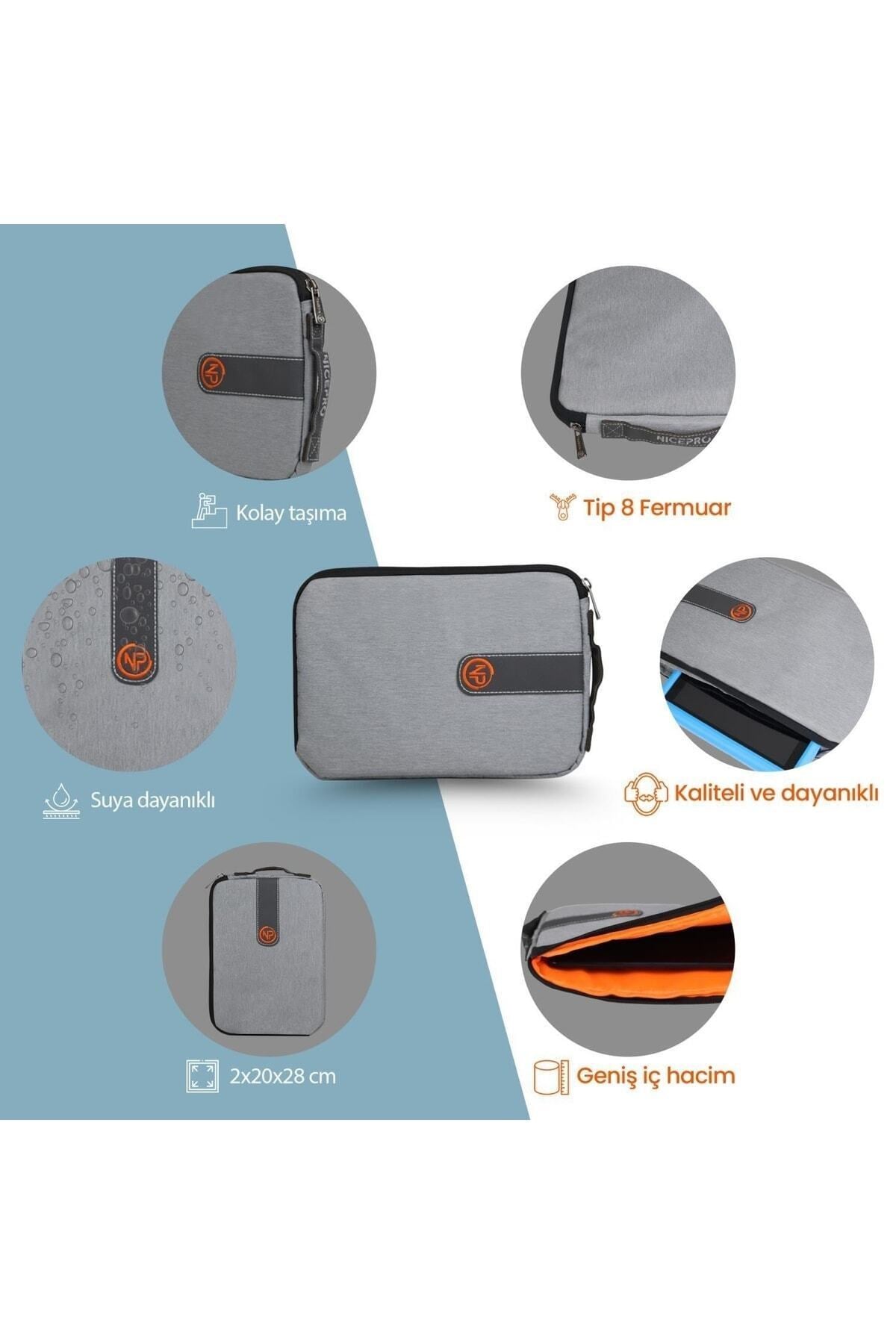 Ace Mini 10 Apple Ipad, Lenovo, Huawei, Samsung Uyumlu Tablet Kılıfı/çantası-açık Gri