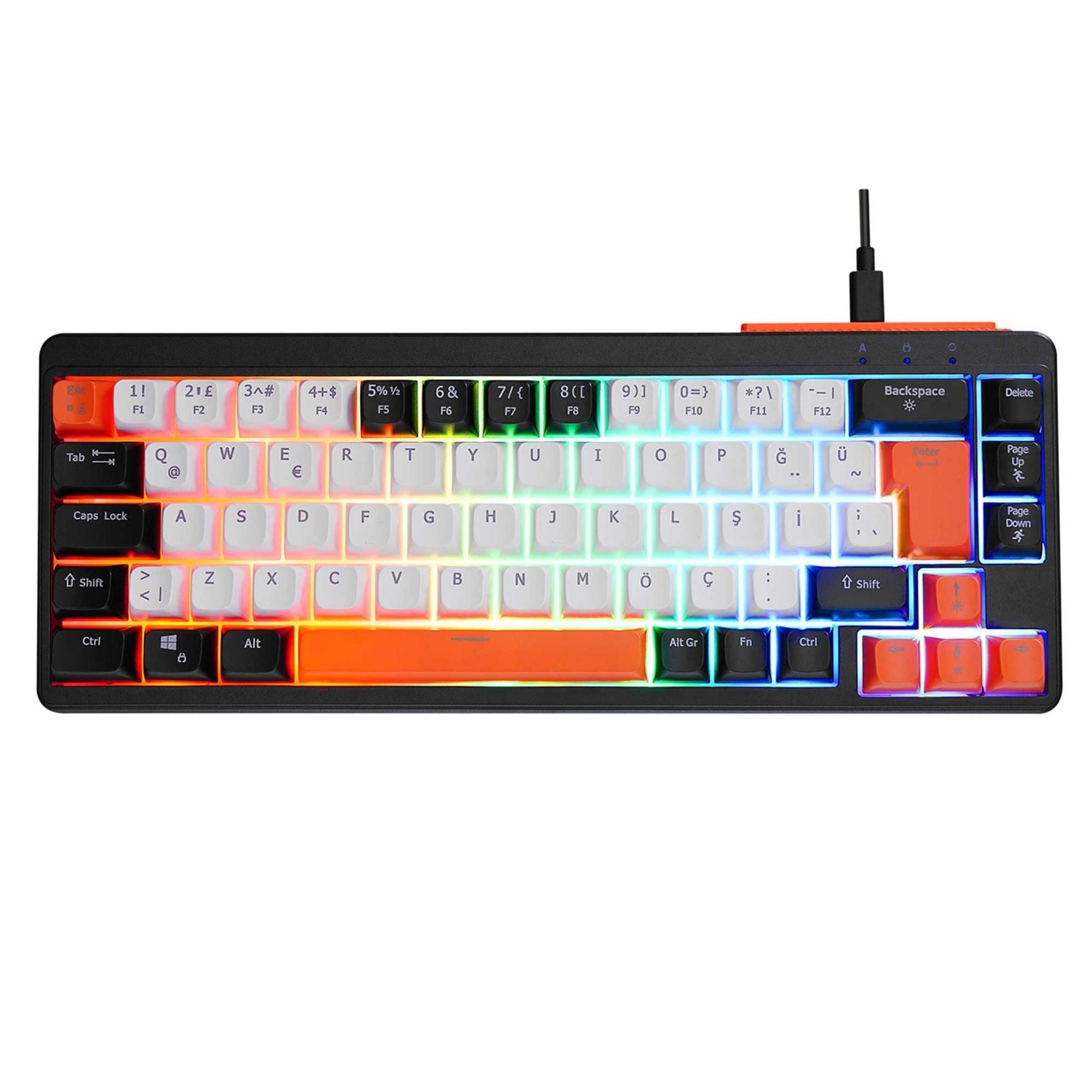 Acer eMachines EAK810 Bej Siyah Turuncu USB Rainbow Aydınlatmalı Mini Q Standart Klavye 