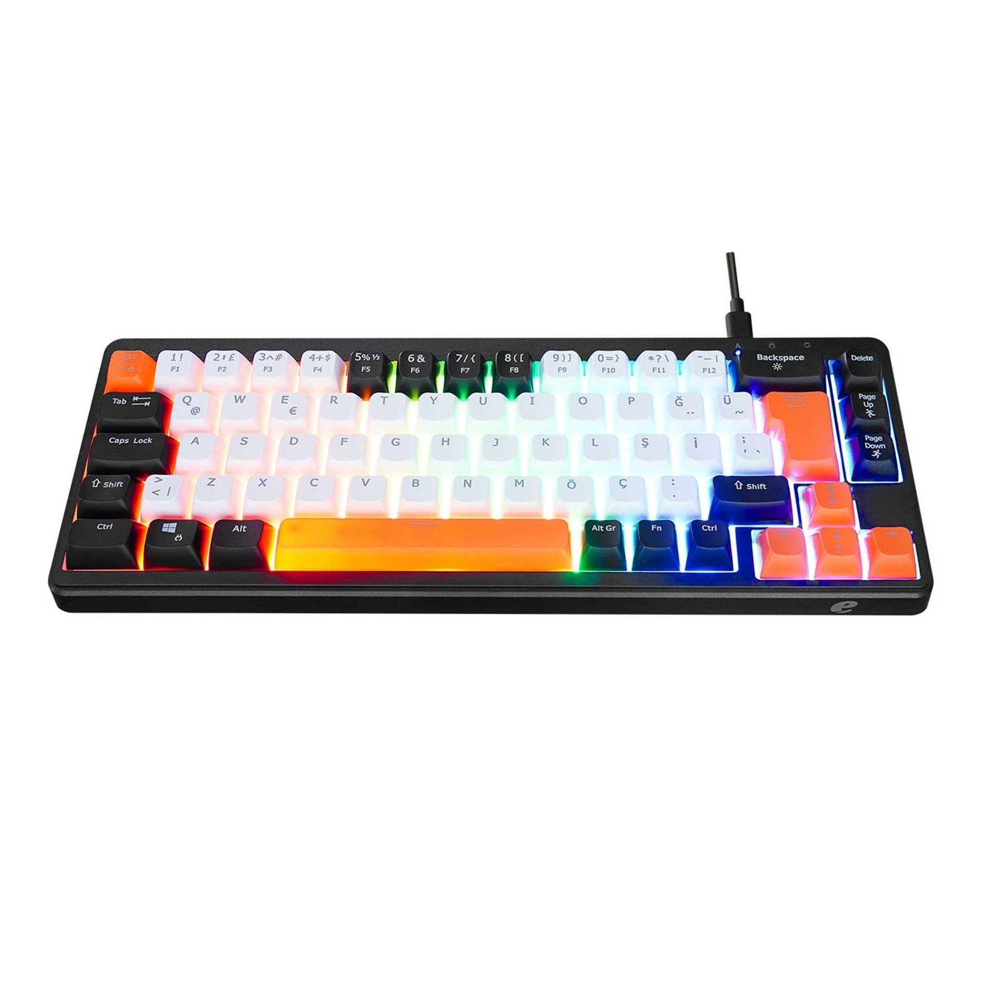 Acer eMachines EAK810 Bej Siyah Turuncu USB Rainbow Aydınlatmalı Mini Q Standart Klavye 