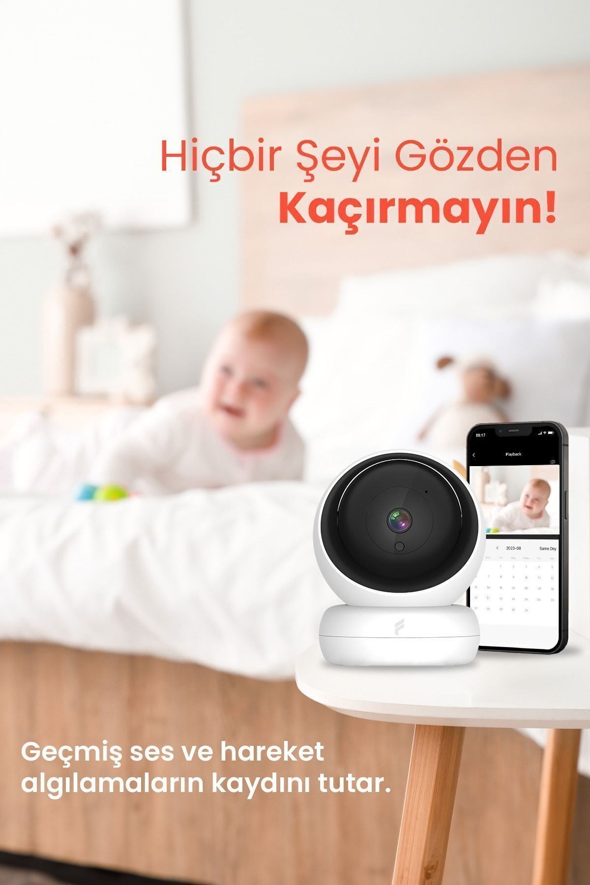 Akıllı Bebek Ev ve Güvenlik Kamerası: Wifi Destekli Çift Yönlü Konuşma 360 Derece Görüş