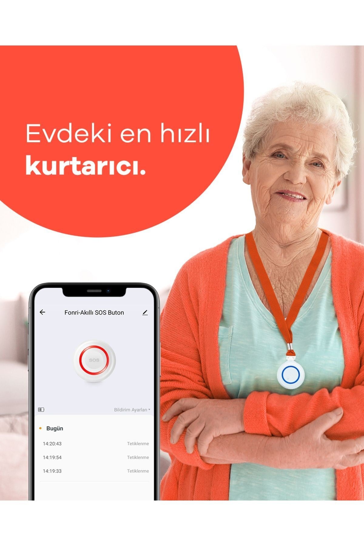 Akıllı Kablosuz Sos Panik Butonu Google Asistan Ve Tuya Destekli, Wifi, Çoklu Bildirim, Panik Butonu