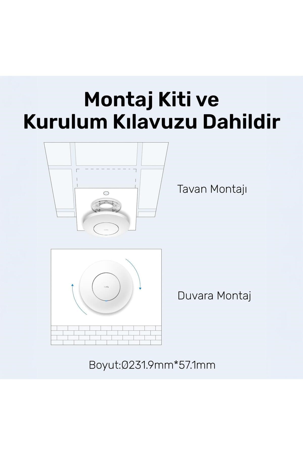 AP1200 1 Portlu 10/100Mbps AC1200 2 Anten Tavan Access Point