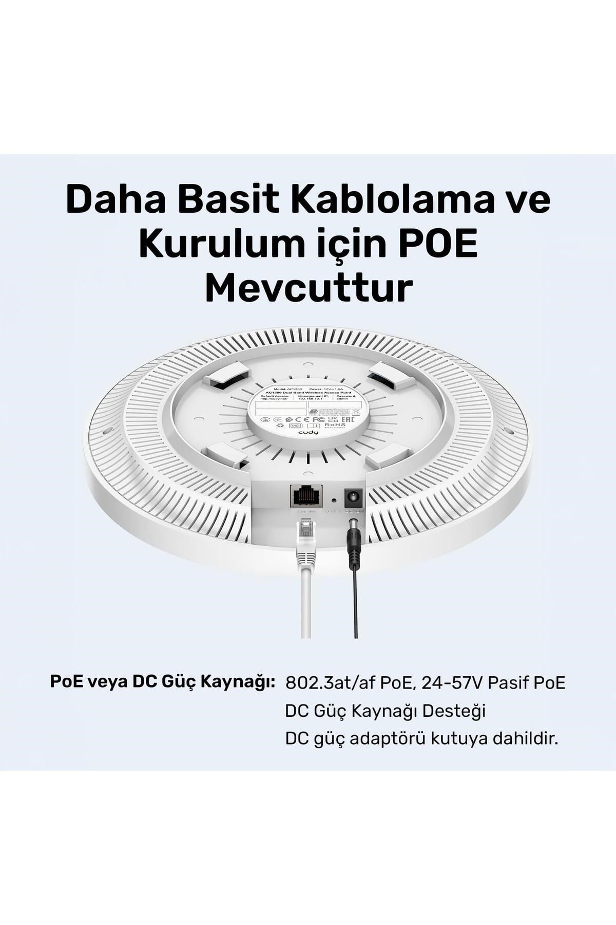 AP1200 1 Portlu 10/100Mbps AC1200 2 Anten Tavan Access Point