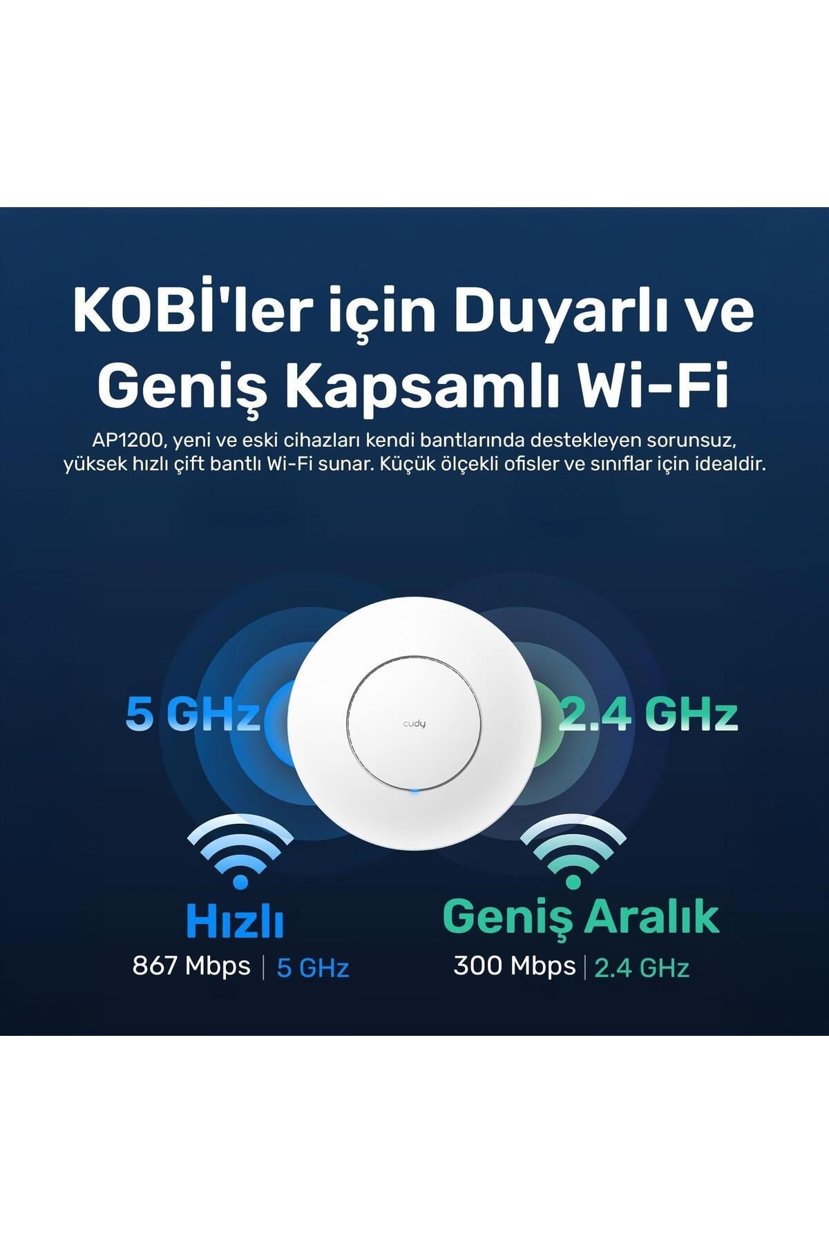 AP1200 1 Portlu 10/100Mbps AC1200 2 Anten Tavan Access Point