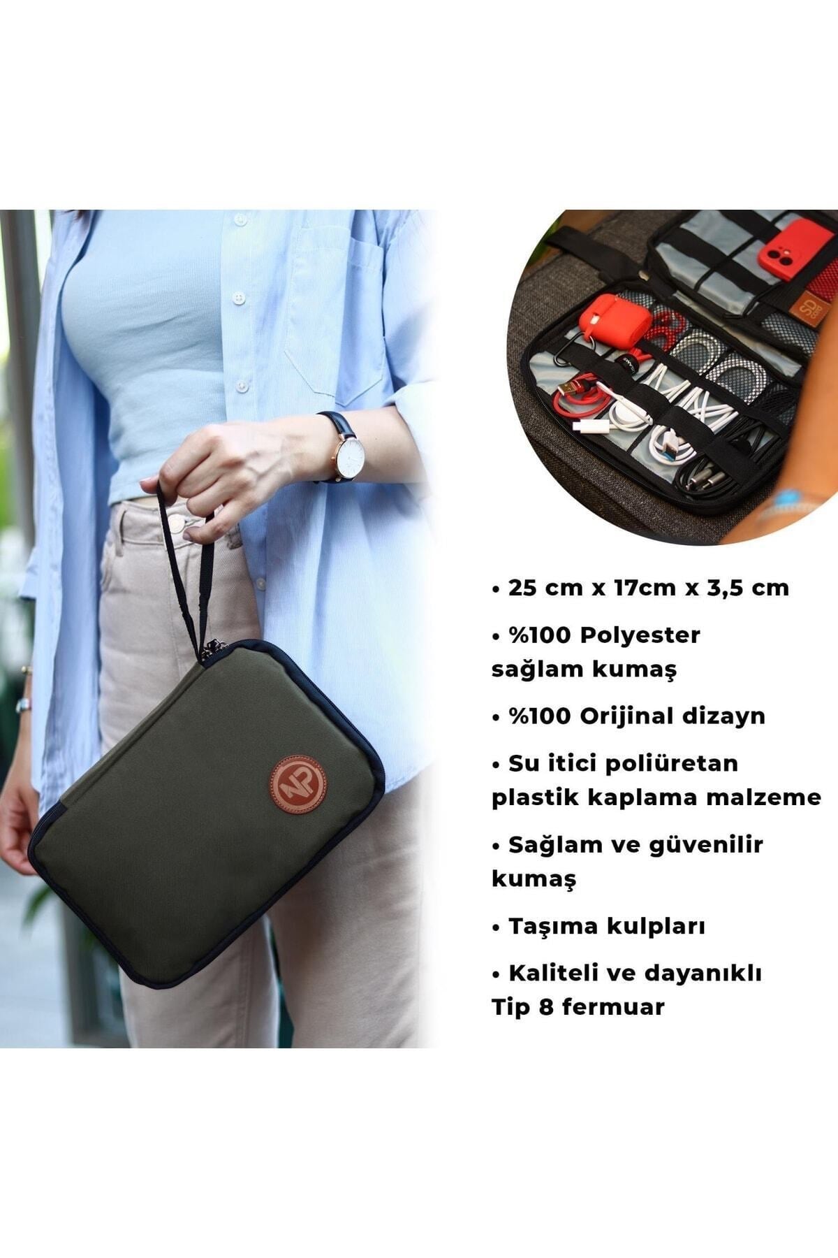 Array Kablo, Makyaj Ve Aksesuar Organizer Çantası-yeşil