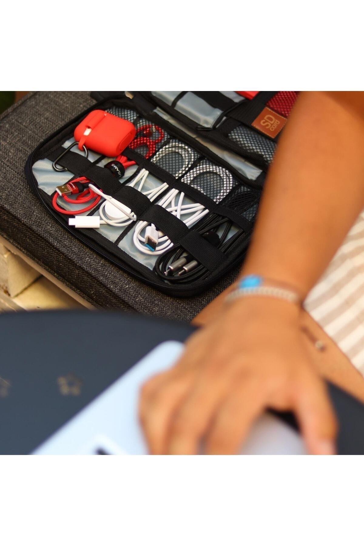 Array Kablo, Makyaj Ve Aksesuar Organizer Çantası-kırmızı