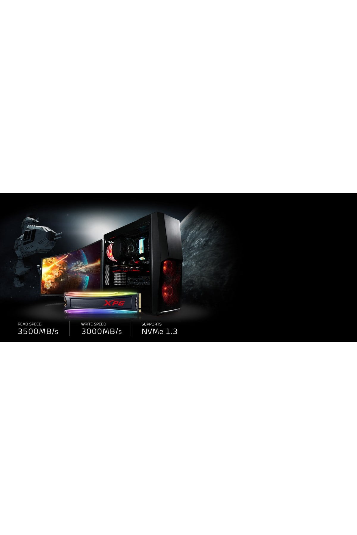 AS40G-512GT-C XPG SPECTRIX S40G RGB M.2 512GB (3500/3000MB/s) PCIe + NVMe (3D NAND) SSD
