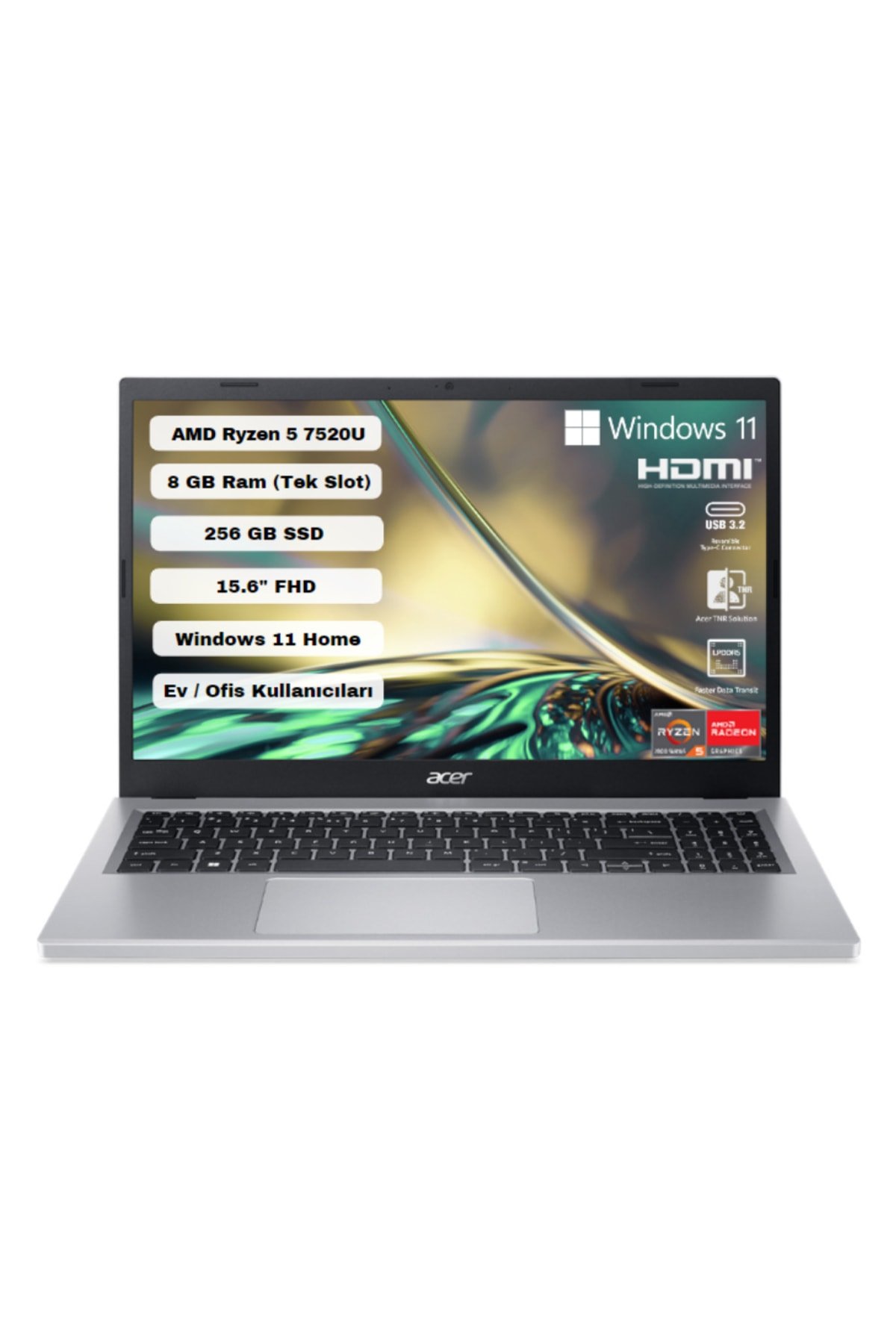 Aspire 3 A315-24p Ryzen 5 7520u 8gb 256 Gb Win 11 15.6