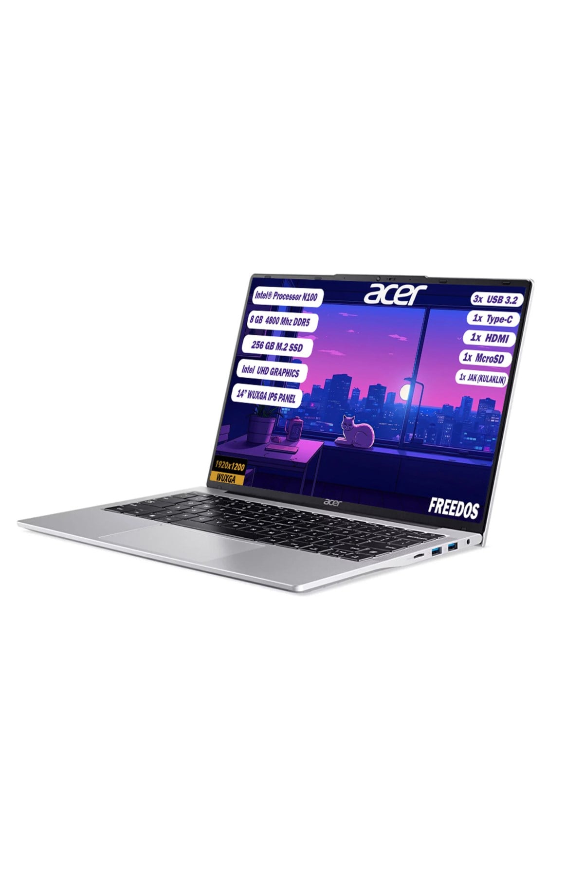 Aspire Lite Al14-31p-c452 Intel N100 8 Gb 256 Gb Ssd 14'' Ips Wuxga Freedos Nx.ks8ey.001