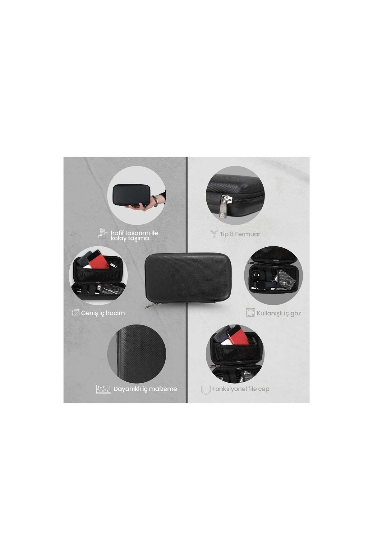 B&b Large Case Ultra Darbe Koruyuculu,kablo,hdd Ve Aksesuar Için Çok Amaçlı Hardcase Çanta-siyah