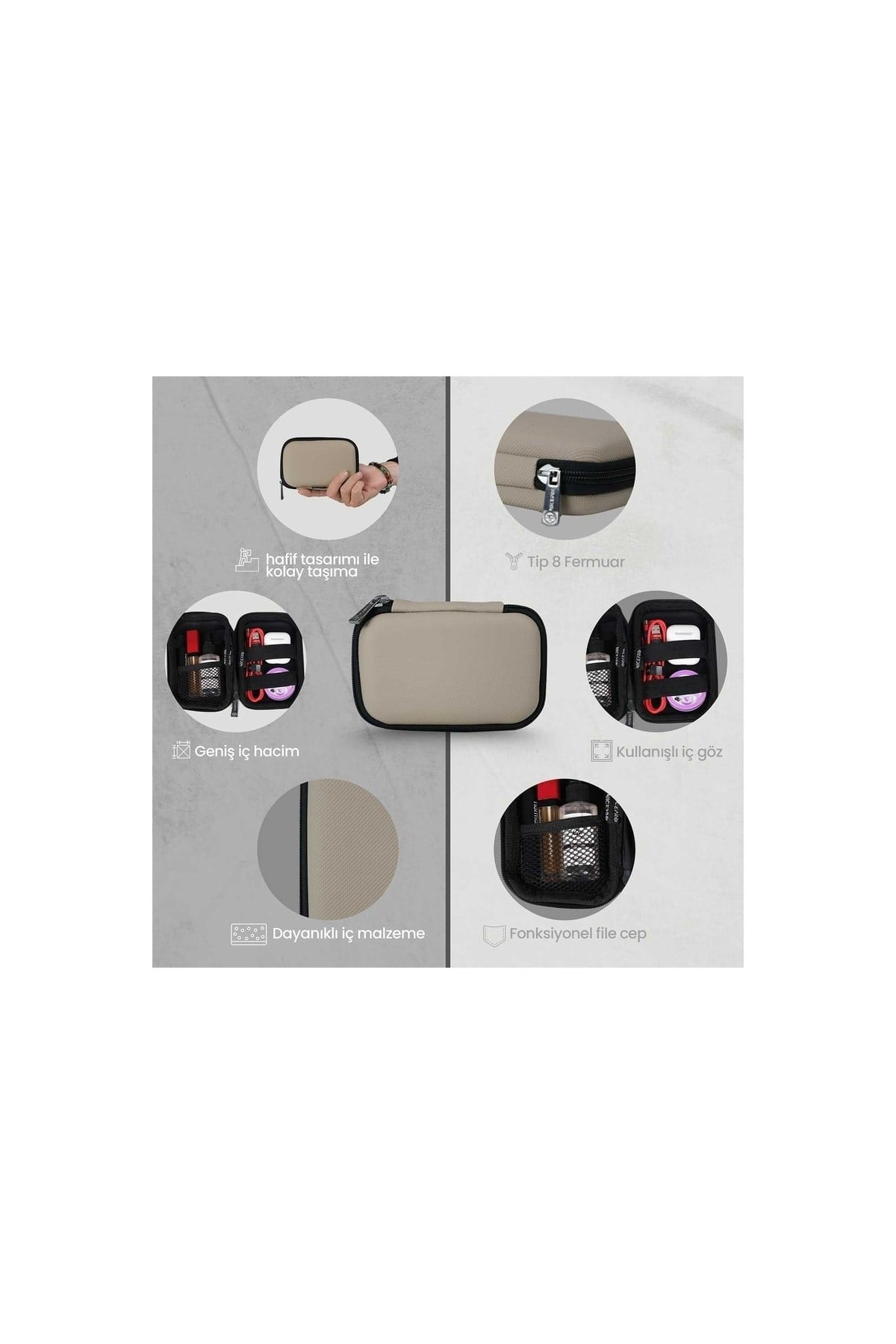 B&b Small Case Ultra Darbe Korumalı,kablo,hdd Ve Aksesuar Için Çok Amaçlı Hardcase Çanta-vizon
