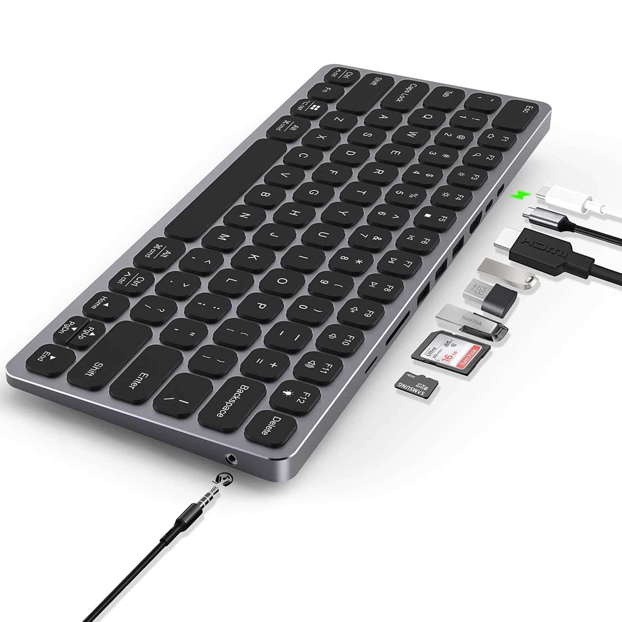 Bix BX-KEYHUB01 9in1 HUB Özellikli Çok Fonksiyonlu Kablolu Klavye