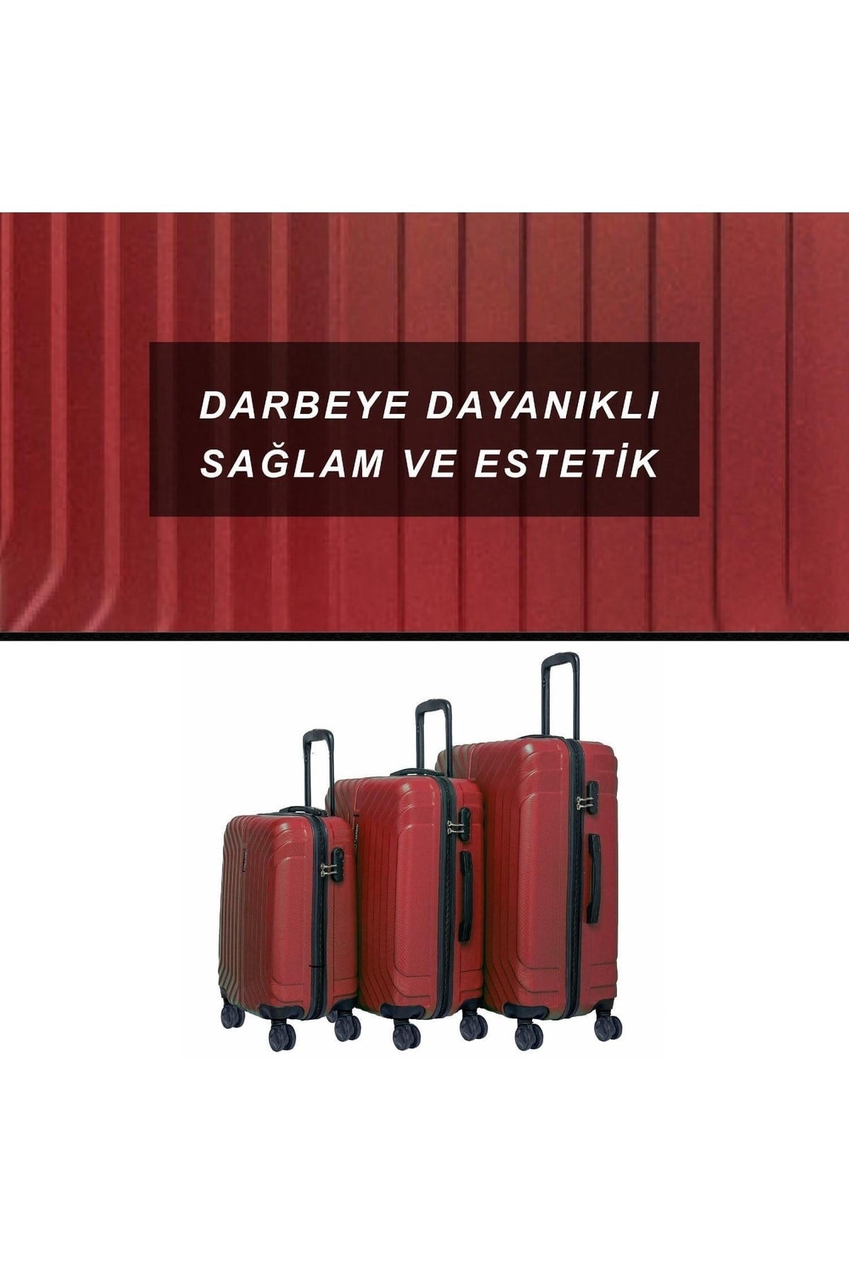 Bounce Abs Kabin Orta Ve Büyük Boy 3'lü Kırılmaz Valiz Seti Bordo