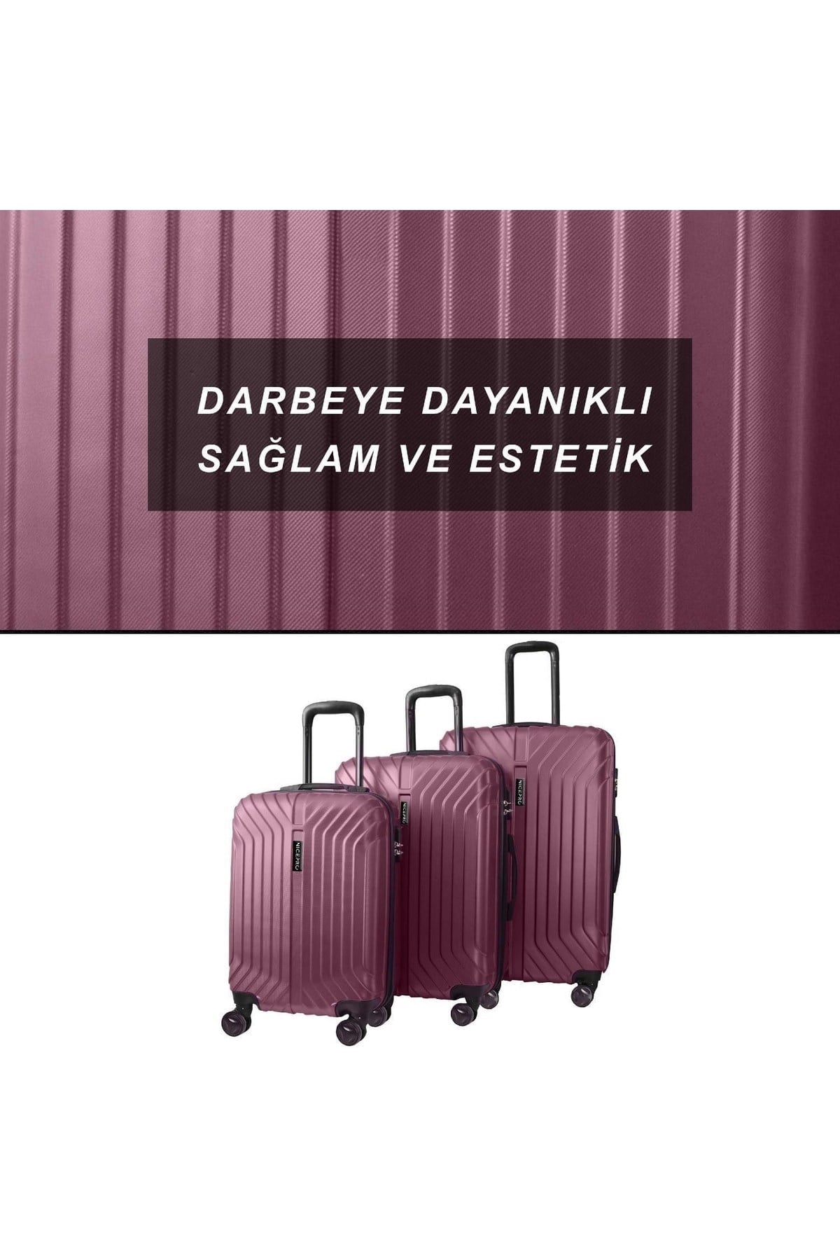 Bounce Abs Kabin, Orta Ve Büyük Boy 3lü Kırılmaz Valiz Seti-mor