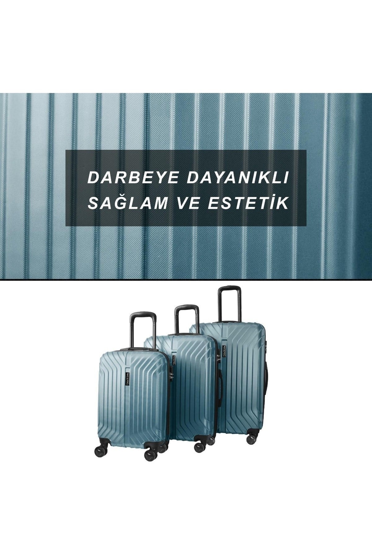 Bounce Abs Kabin, Orta Ve Büyük Boy 3lü Kırılmaz Valiz Seti-petrol Yeşili