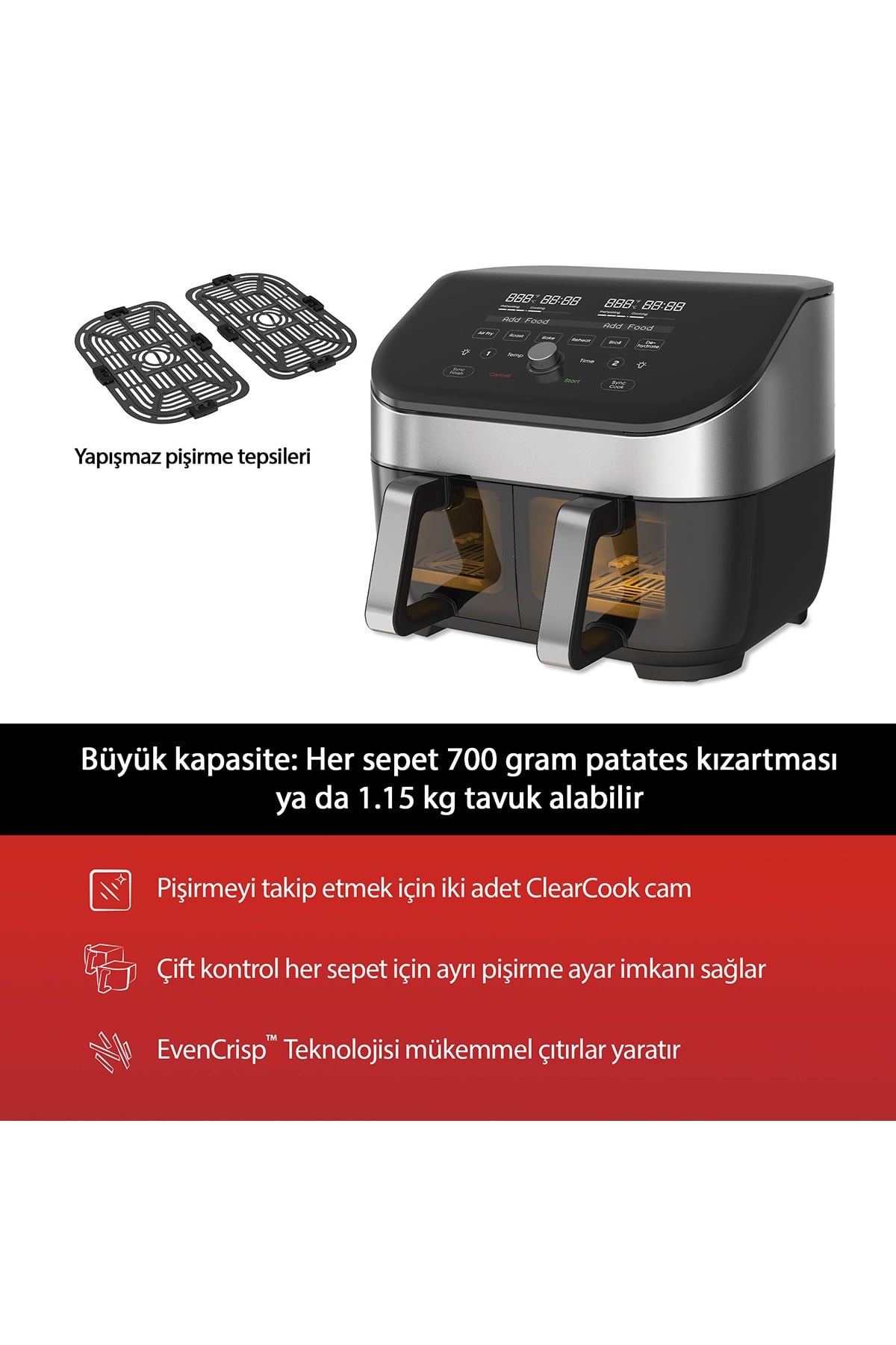Brands Vortex Plus Çift Hazneli Air Fryer 7.6 Litre