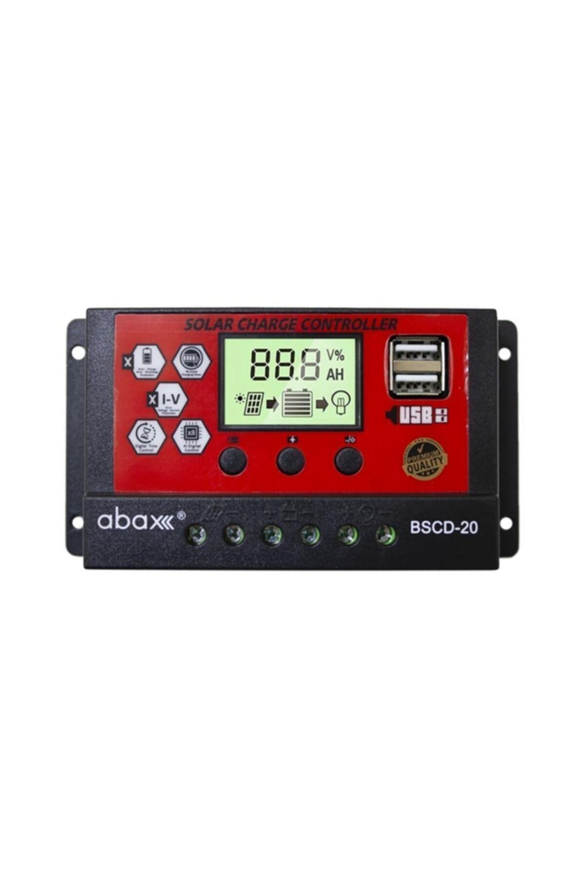 Bscd20 2a'lik Çift Usb Çıkışlı 12/24vdc 20a Pwm Geniş Lcd Ekran Solar Şarj Kontrol Cihazı