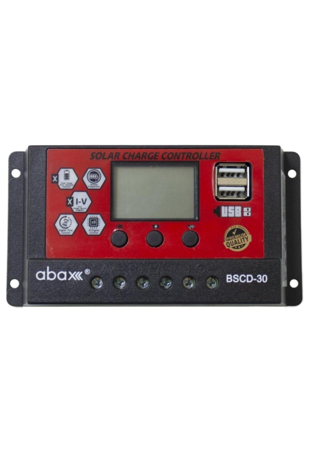 Bscd30 2a'lik Çift Usb Çıkışlı 12/24vdc 30a Pwm Geniş Lcd Ekran Solar Şarj Kontrol Cihazı