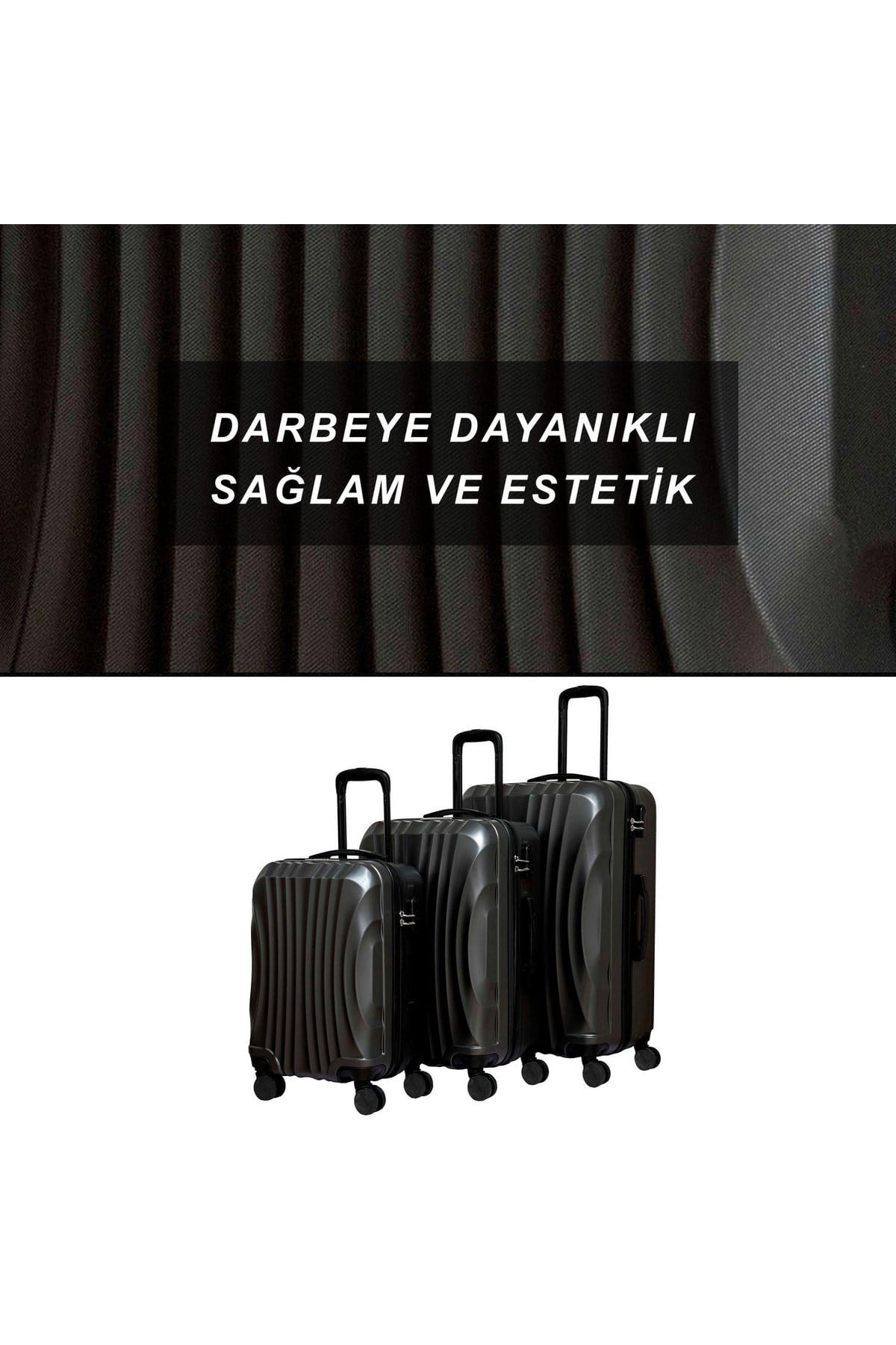 Büyük Boy 3lü Kırılmaz Valiz Seti-siyah