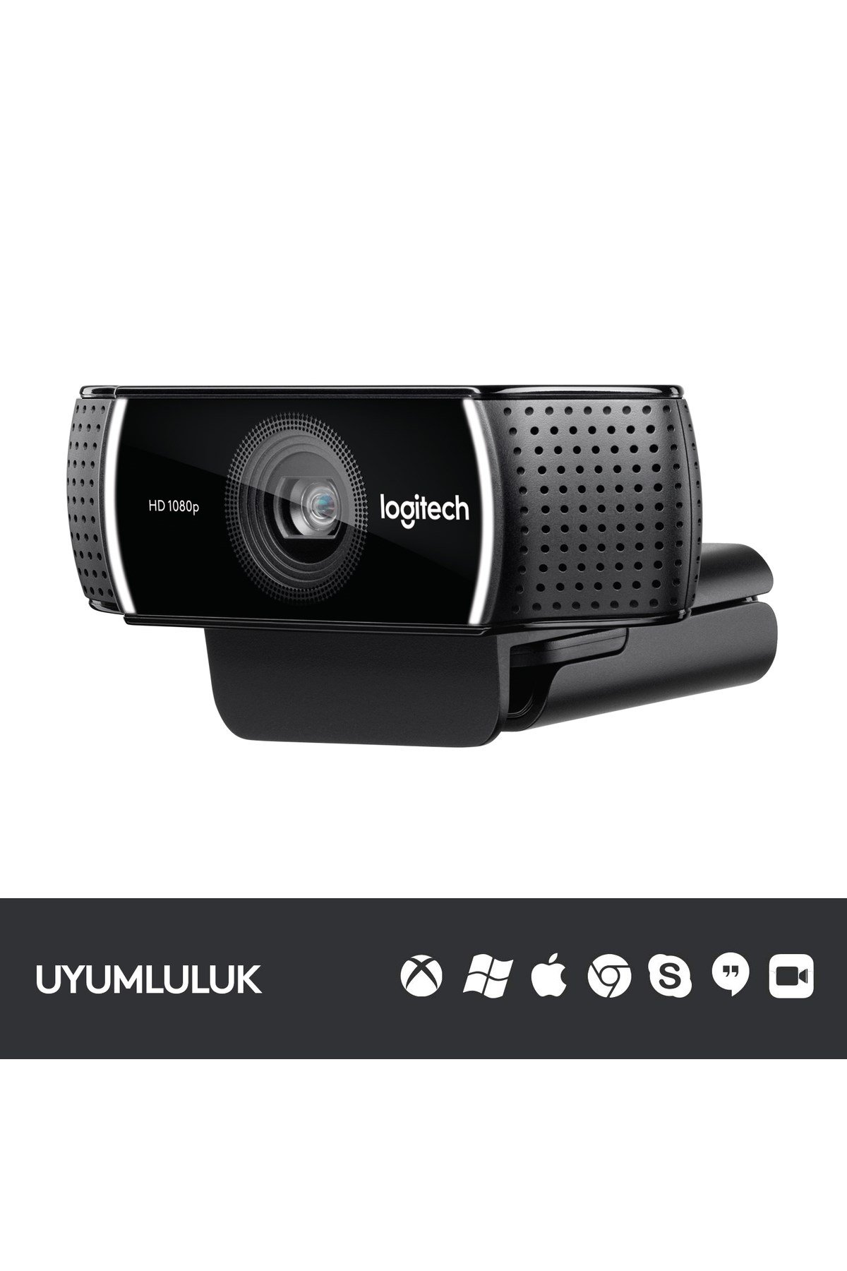 C922 Full HD 1080p Yayıncılar için Profesyonel Web Kamerası - Siyah
