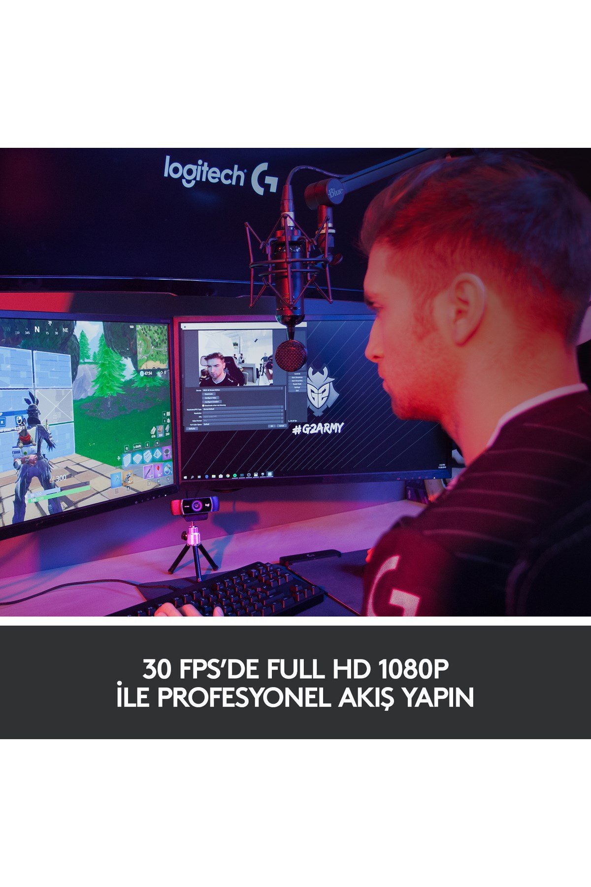 C922 Full HD 1080p Yayıncılar için Profesyonel Web Kamerası - Siyah
