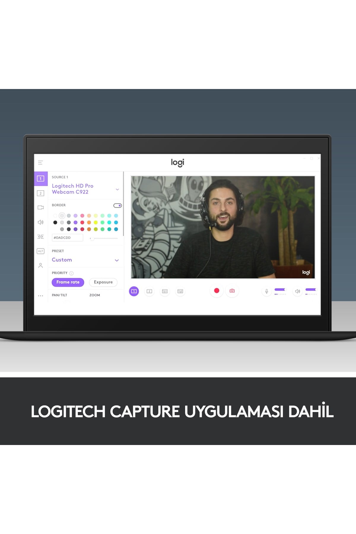 C922 Full HD 1080p Yayıncılar için Profesyonel Web Kamerası - Siyah
