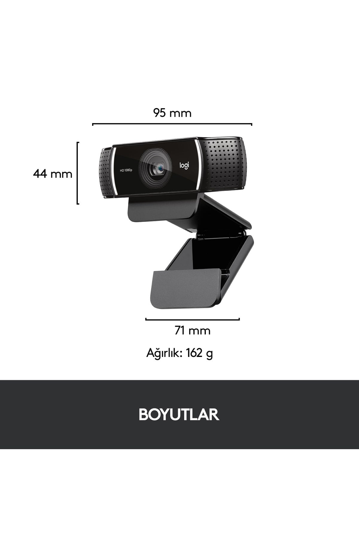 C922 Full HD 1080p Yayıncılar için Profesyonel Web Kamerası - Siyah