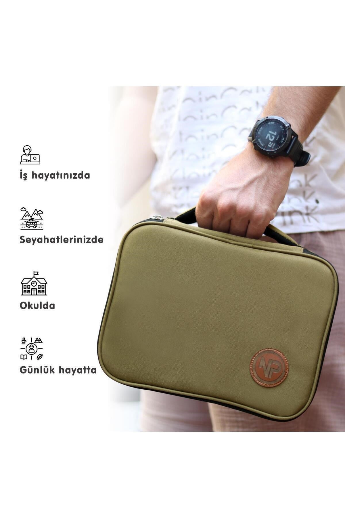 Comfy Kablo, Makyaj, Lens, Mini Drone Ve Aksesuar Için Ayarlanabilir Organizer Çanta-yeşil