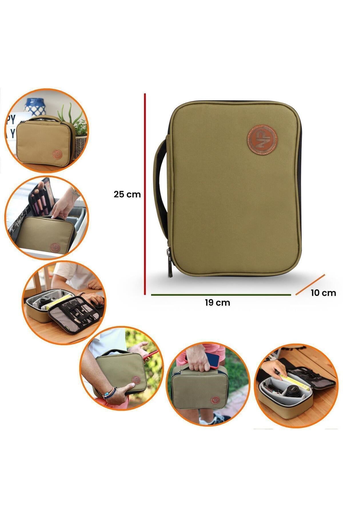 Comfy Kablo, Makyaj, Lens, Mini Drone Ve Aksesuar Için Ayarlanabilir Organizer Çanta-yeşil