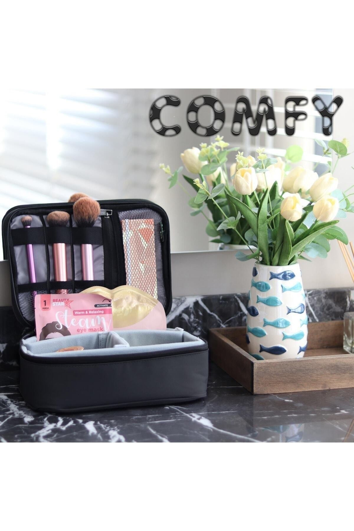 Comfy Kablo, Makyaj, Lens, Mini Drone Ve Aksesuar Için Ayarlanabilir Organizer Çanta-siyah