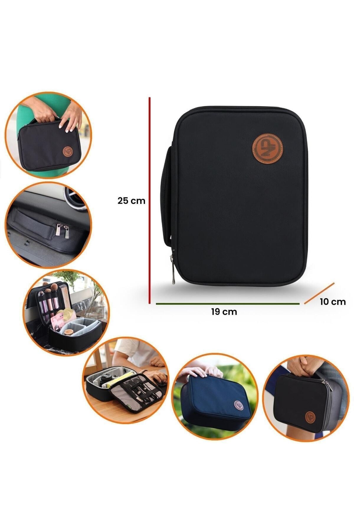 Comfy Kablo, Makyaj, Lens, Mini Drone Ve Aksesuar Için Ayarlanabilir Organizer Çanta-siyah