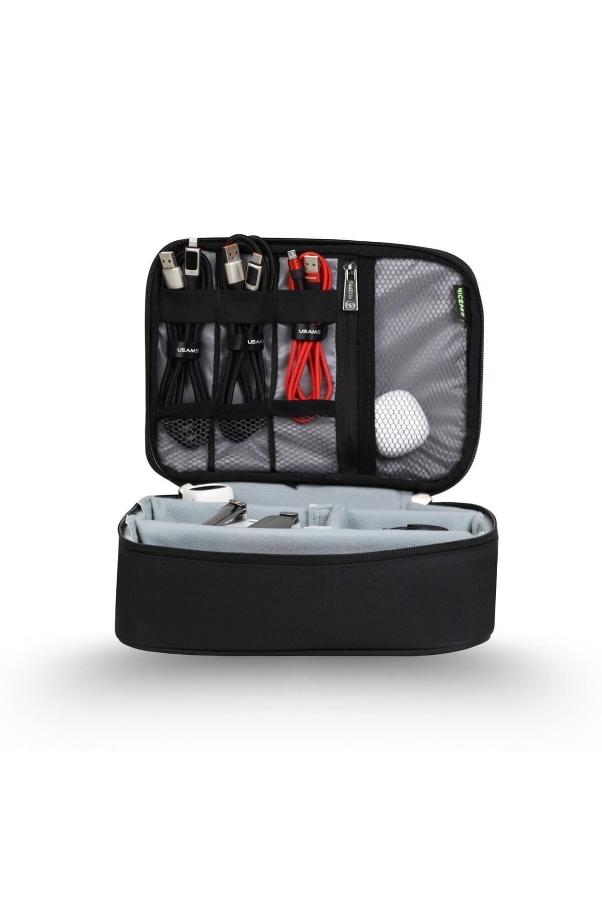 Comfy Kablo, Makyaj, Lens, Mini Drone Ve Aksesuar Için Ayarlanabilir Organizer Çanta-siyah
